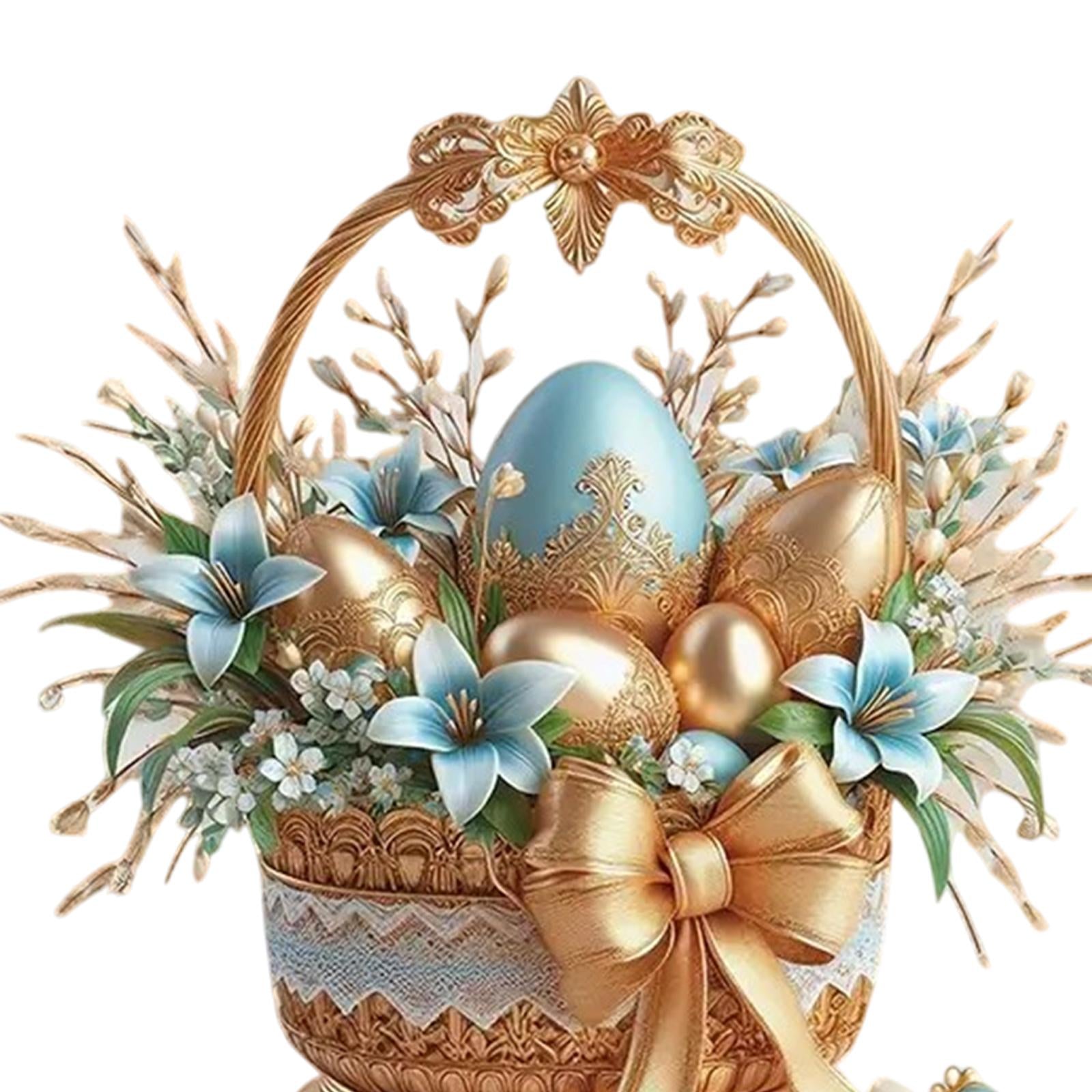 2D Flat Acrylic Sign Cute Easter Ornament for Displaying Theme Party Festive Eggs Basket