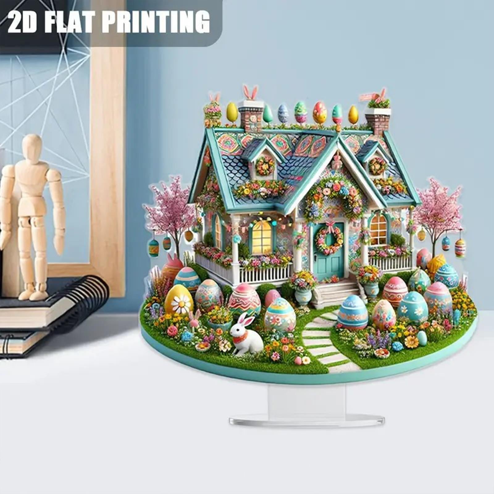 2D Flat Acrylic Sign Cute Easter Ornament for Displaying Theme Party Festive House