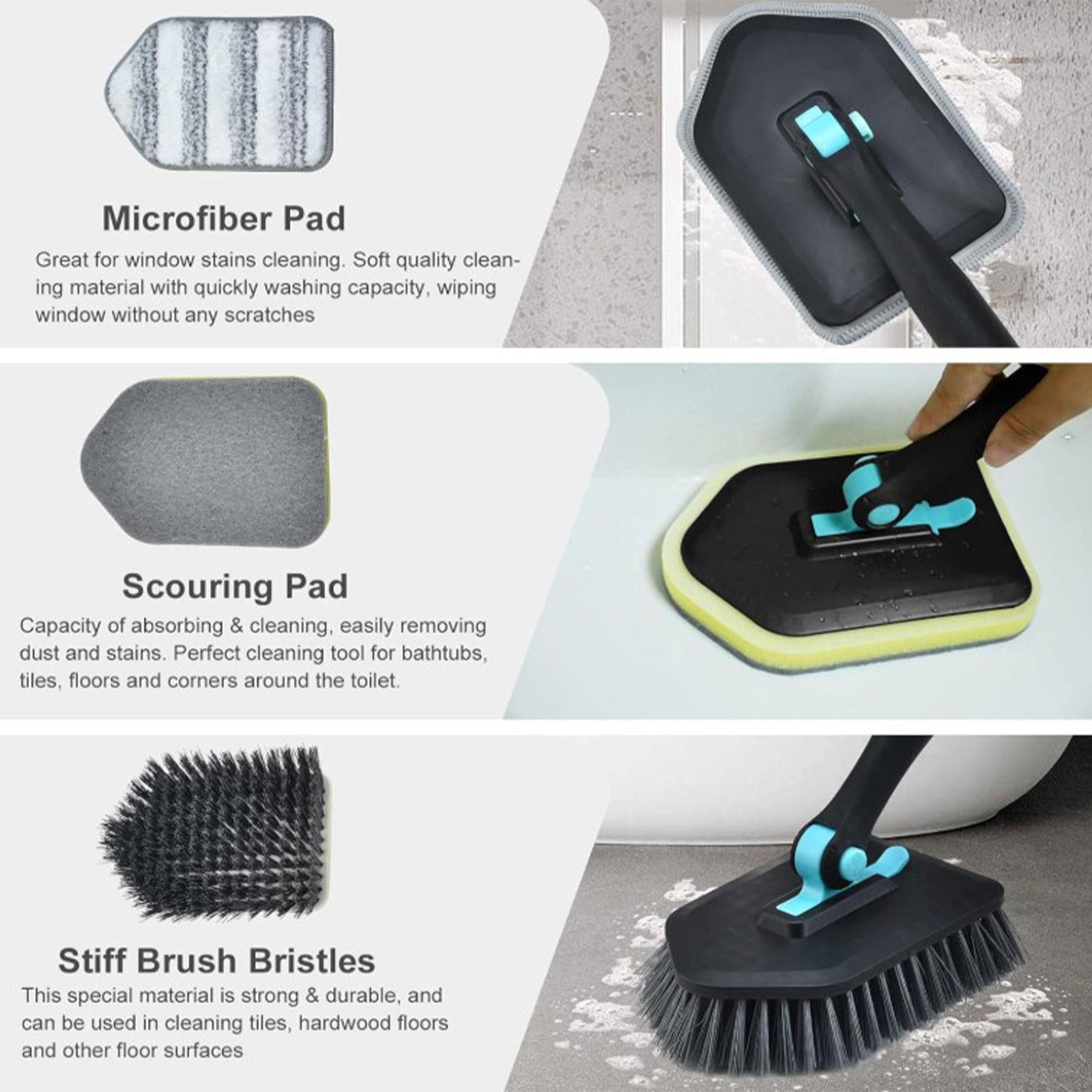 Shower Cleaning Brush Wall Detachable Stiff Bristles Tub Tile Scrubber Brush Black
