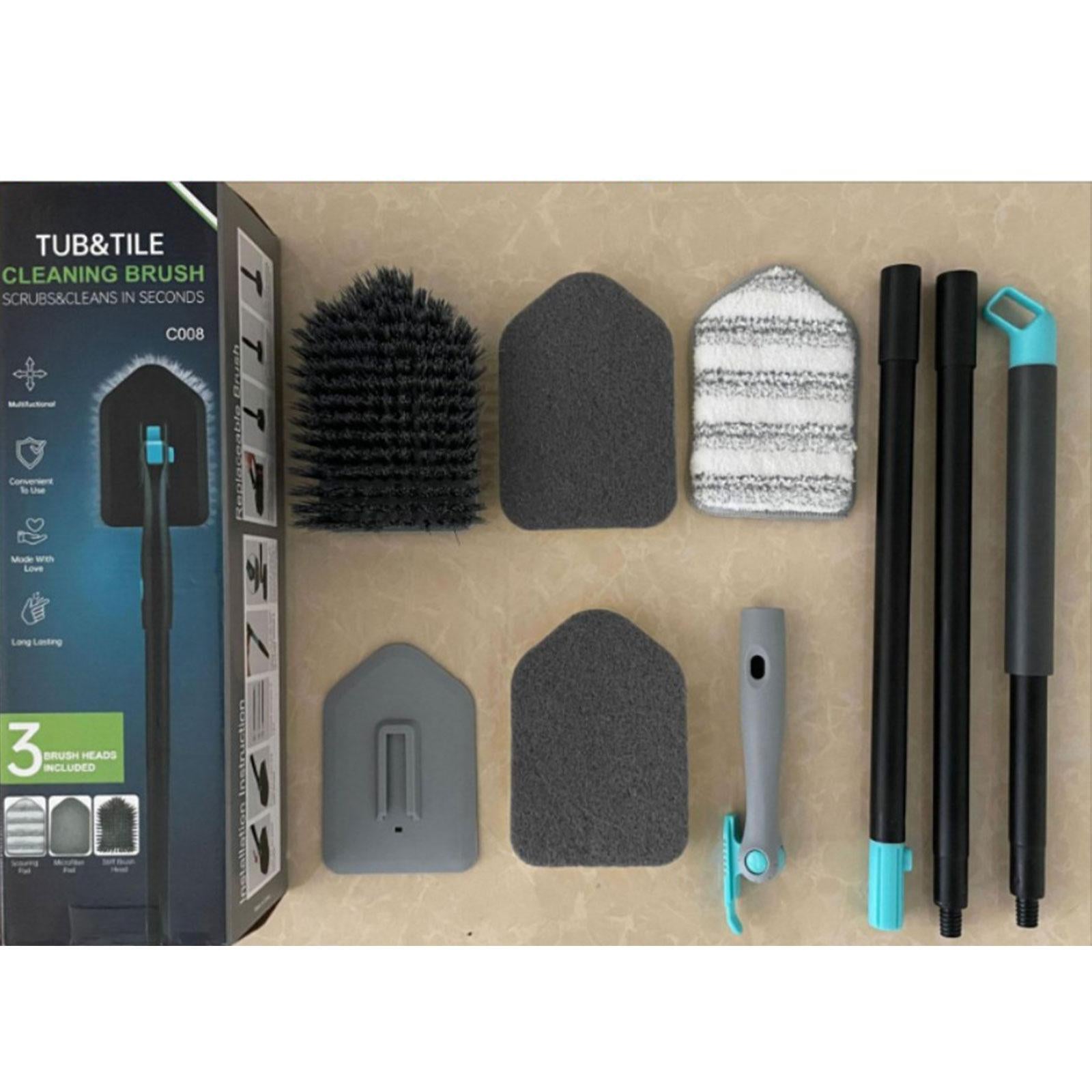 Shower Cleaning Brush Wall Detachable Stiff Bristles Tub Tile Scrubber Brush Gray