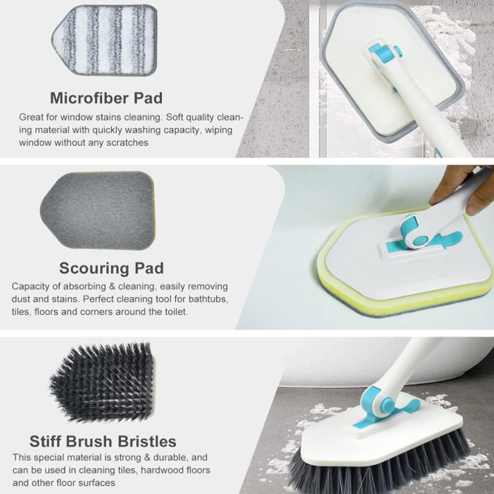 Shower Cleaning Brush Wall Detachable Stiff Bristles Tub Tile Scrubber Brush Gray
