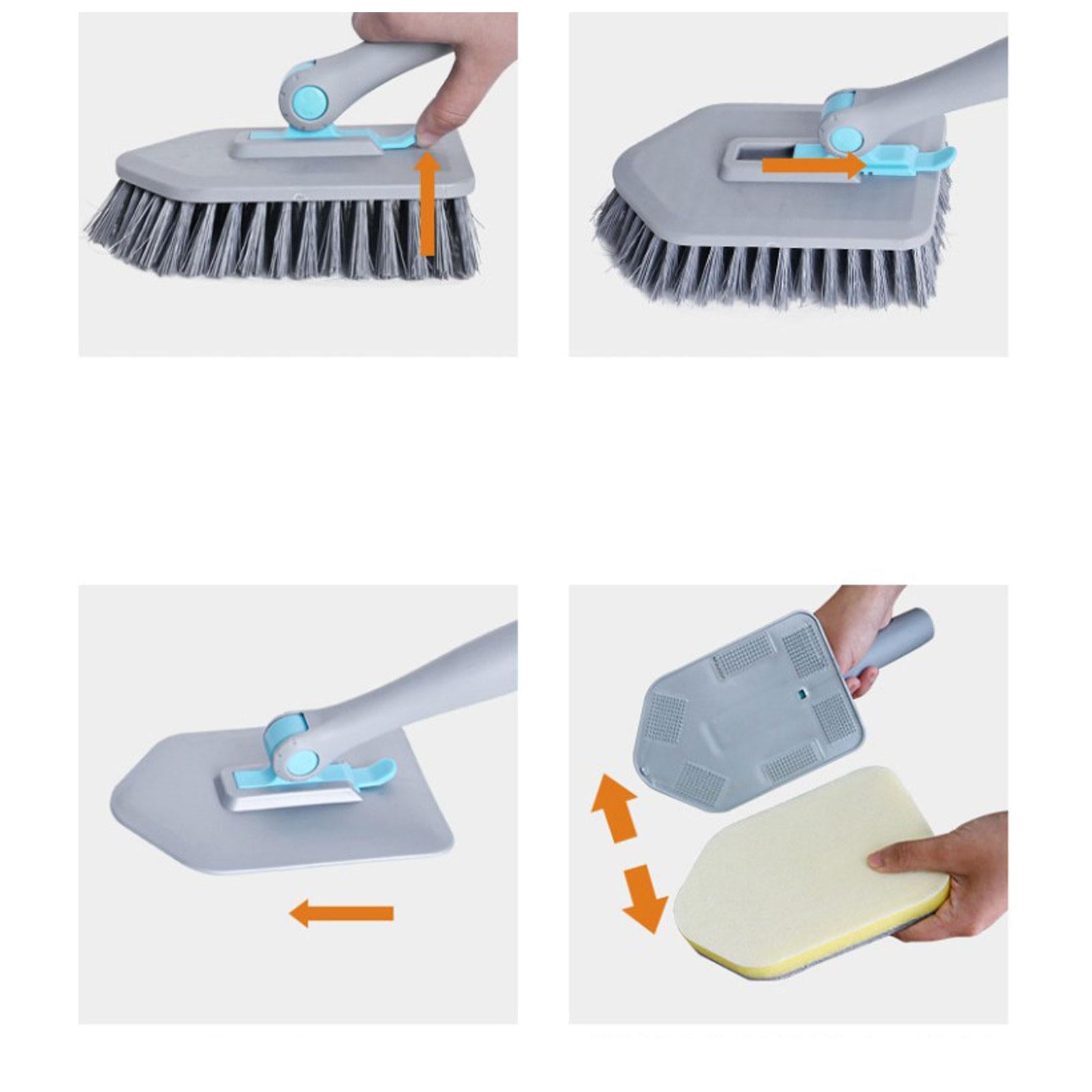 Shower Cleaning Brush Wall Detachable Stiff Bristles Tub Tile Scrubber Brush Gray