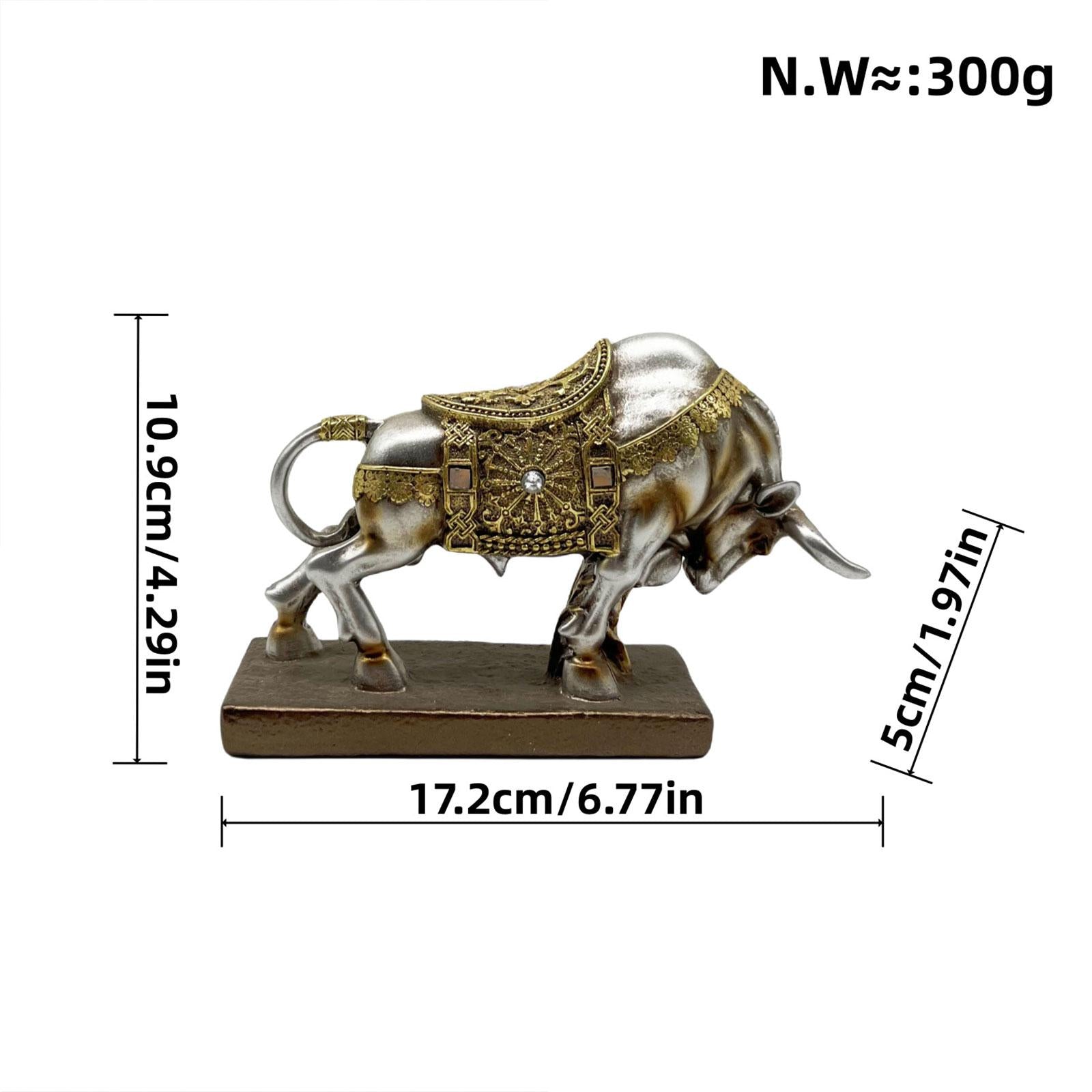 Bull Statue Sculpture Desktop Decoration Handicraft for Study Room Silvery