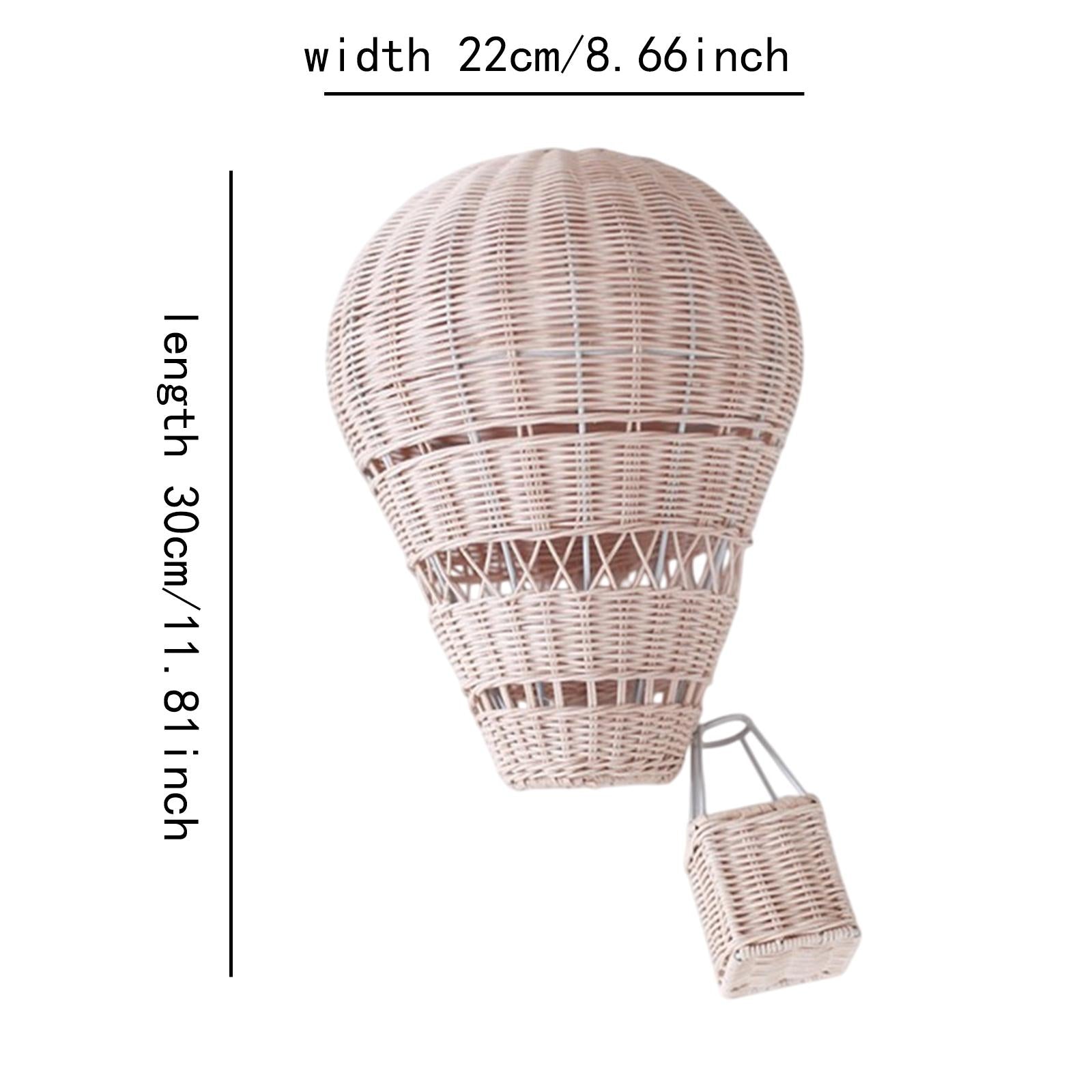Rattan Hot Air Balloon Wall Decoration 30x22cm for Children's Bedroom Sturdy