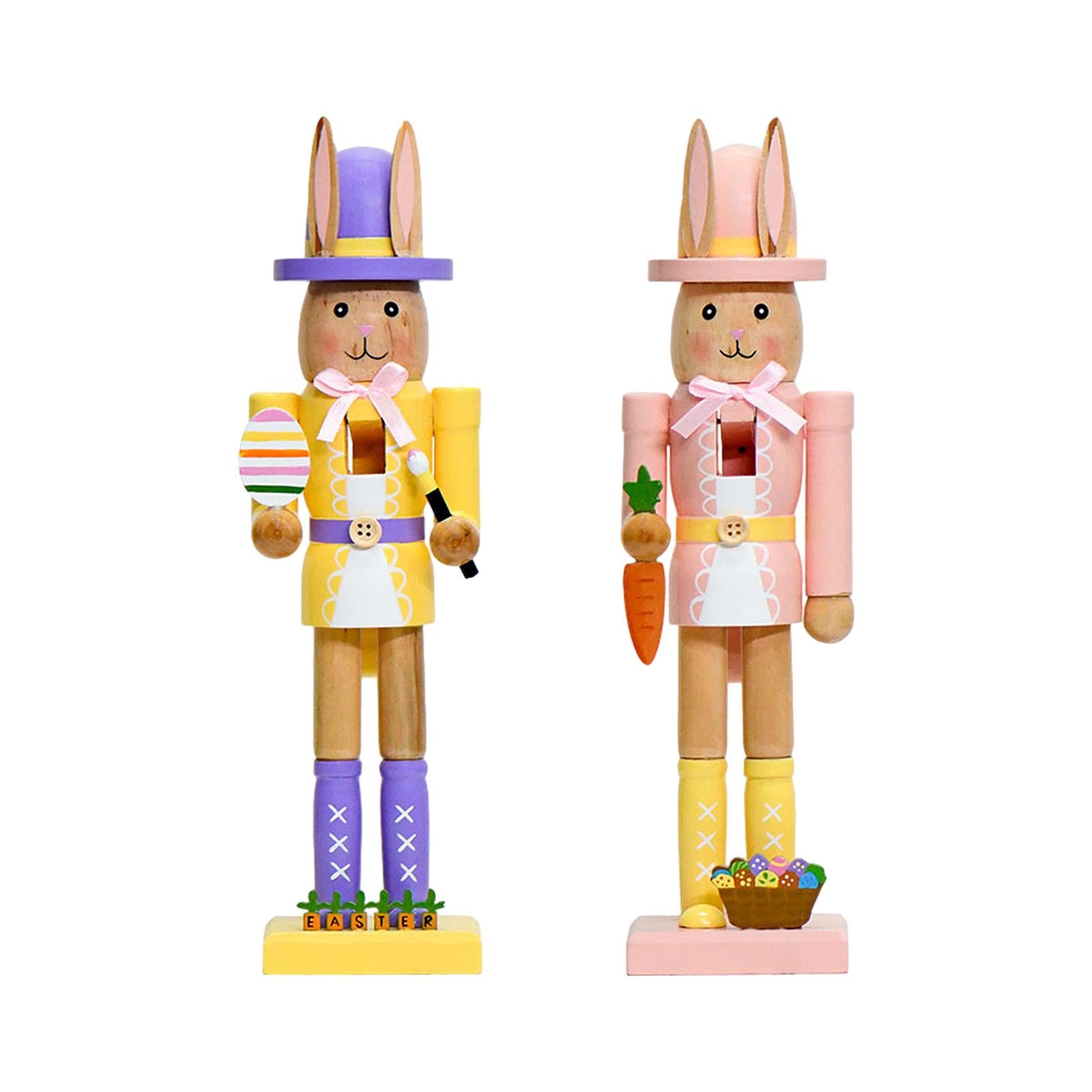 Rabbits Nutcracker Modern Crafts Easter Decor for Tea Room Bookshelf Desktop Purple Yellow