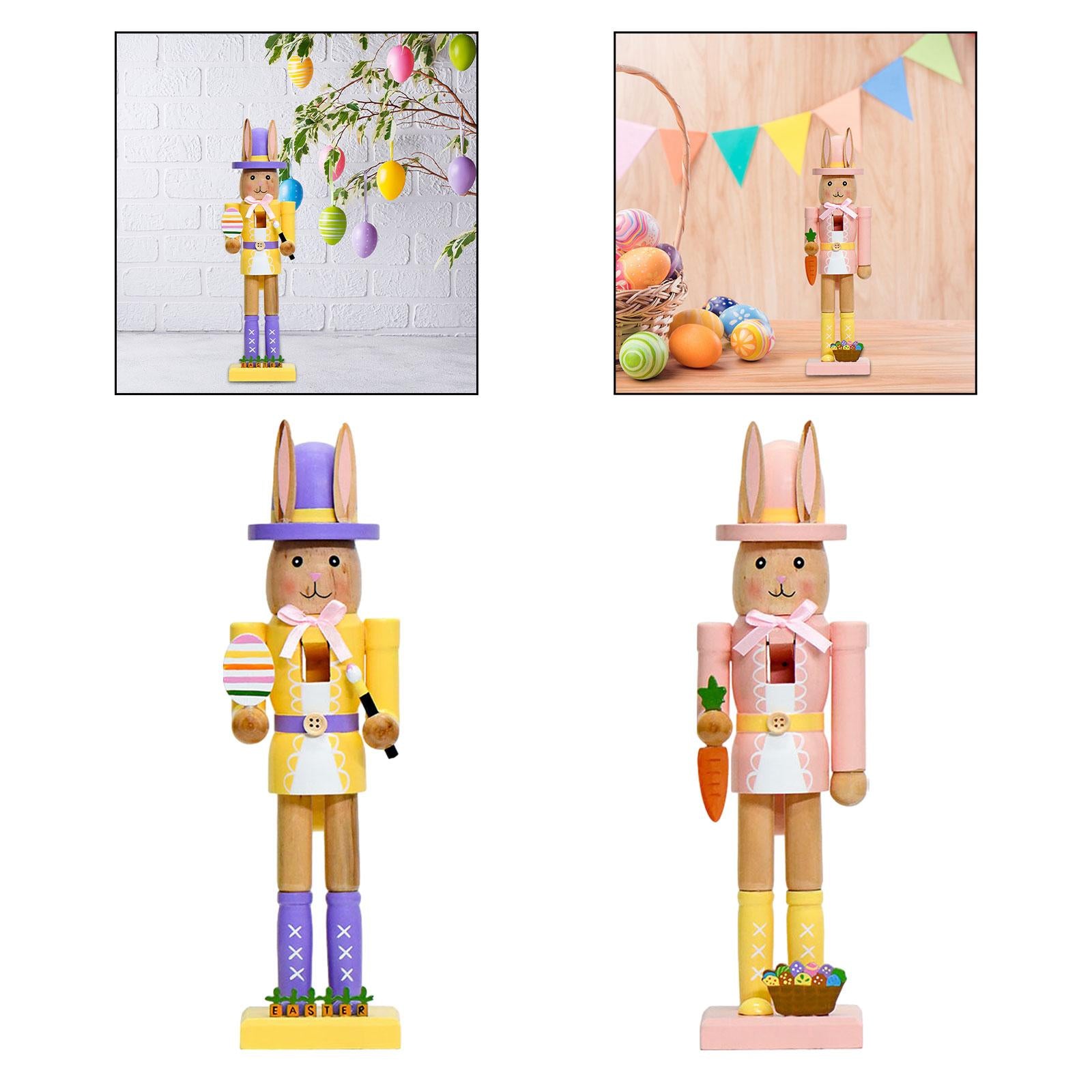 Rabbits Nutcracker Modern Crafts Easter Decor for Tea Room Bookshelf Desktop Purple Yellow