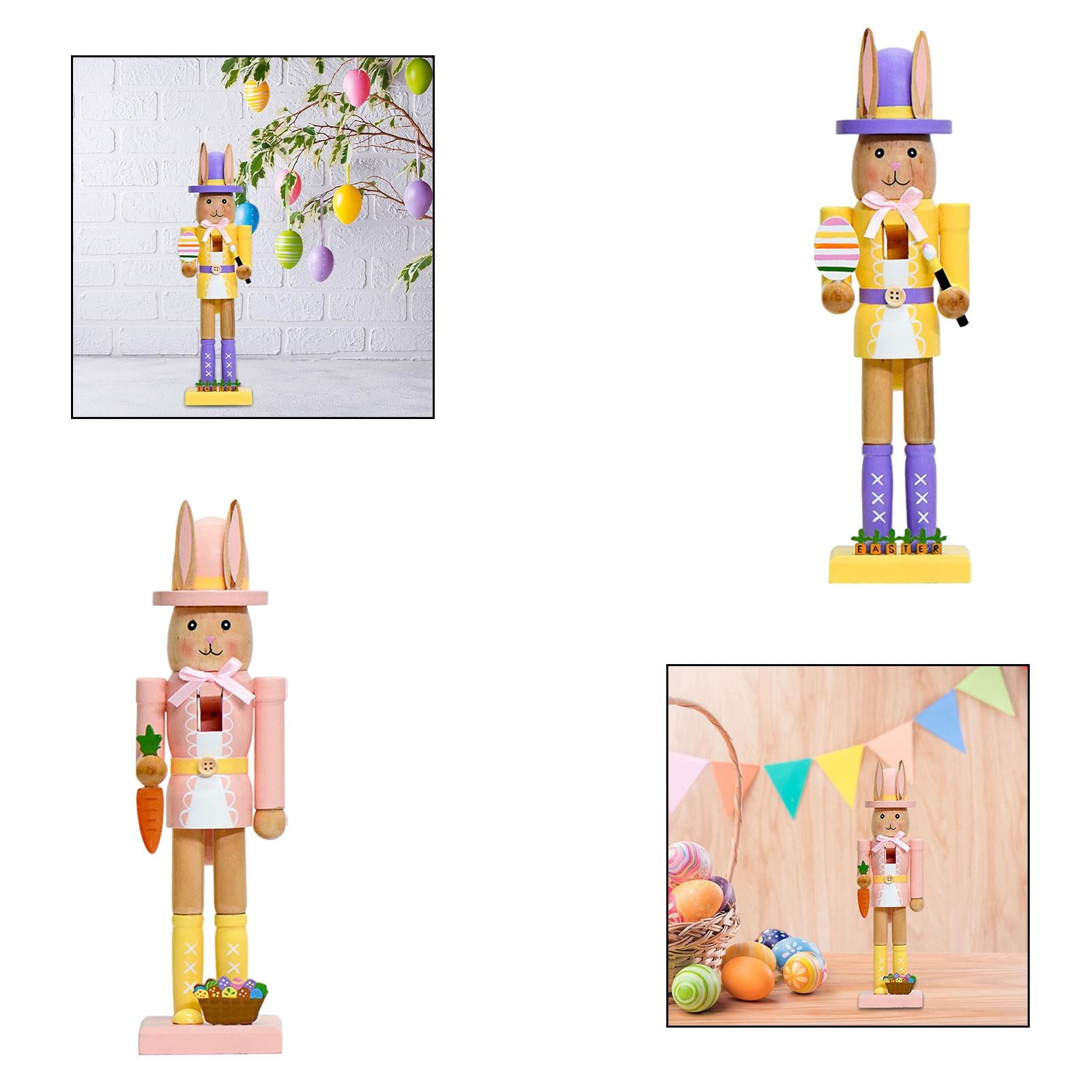 Rabbits Nutcracker Modern Crafts Easter Decor for Tea Room Bookshelf Desktop Purple Yellow