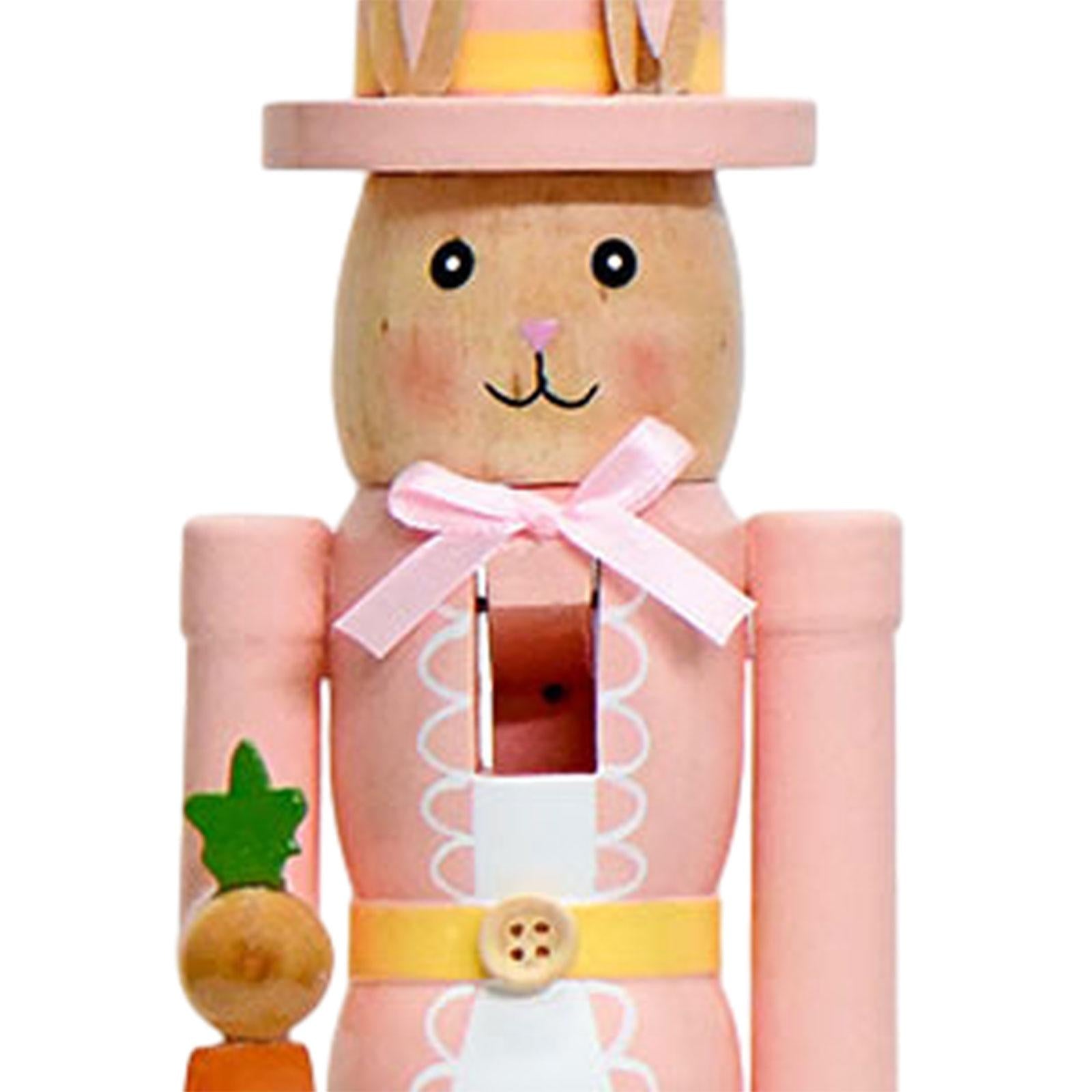 Rabbits Nutcracker Modern Crafts Easter Decor for Tea Room Bookshelf Desktop Pink Yellow