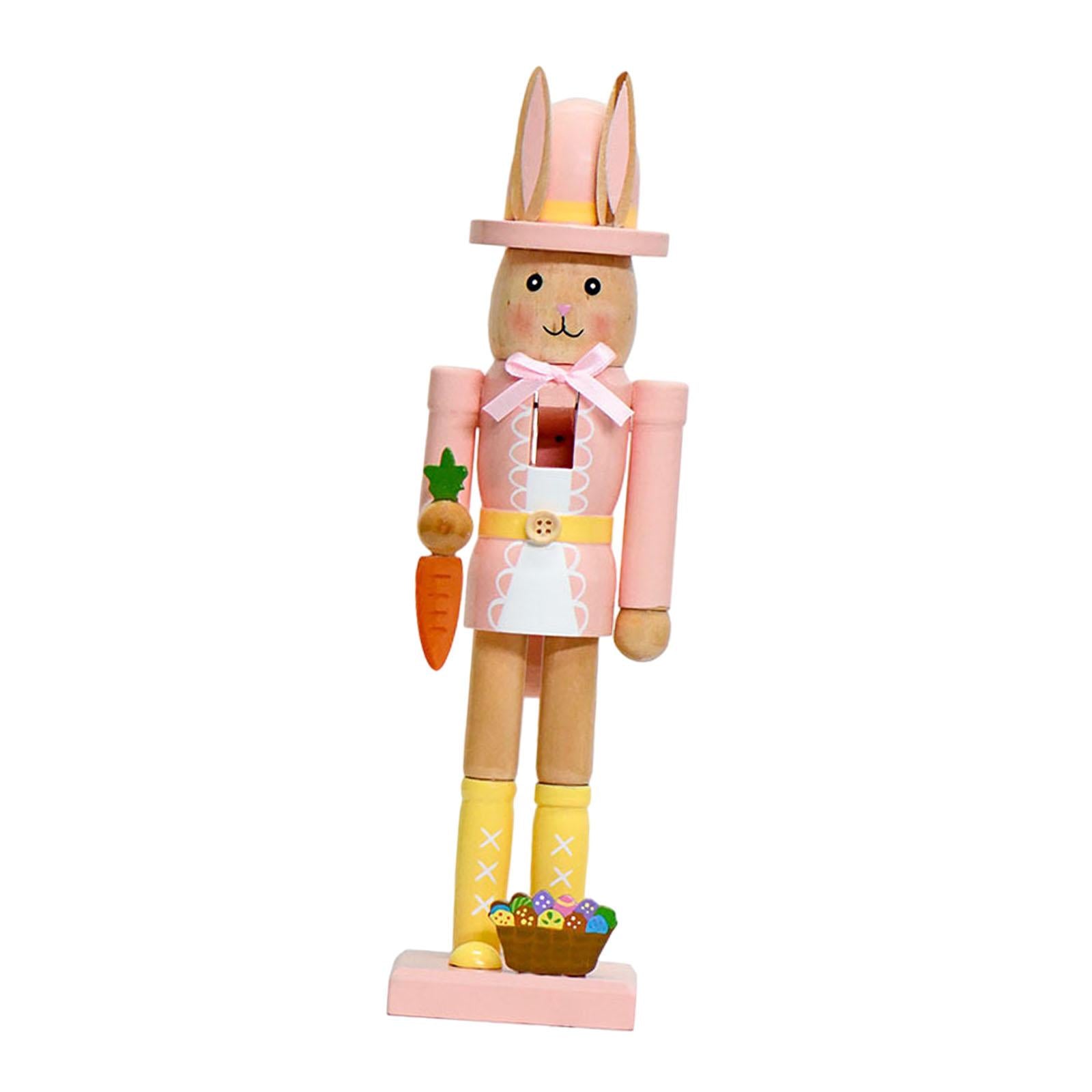 Rabbits Nutcracker Modern Crafts Easter Decor for Tea Room Bookshelf Desktop Pink Yellow