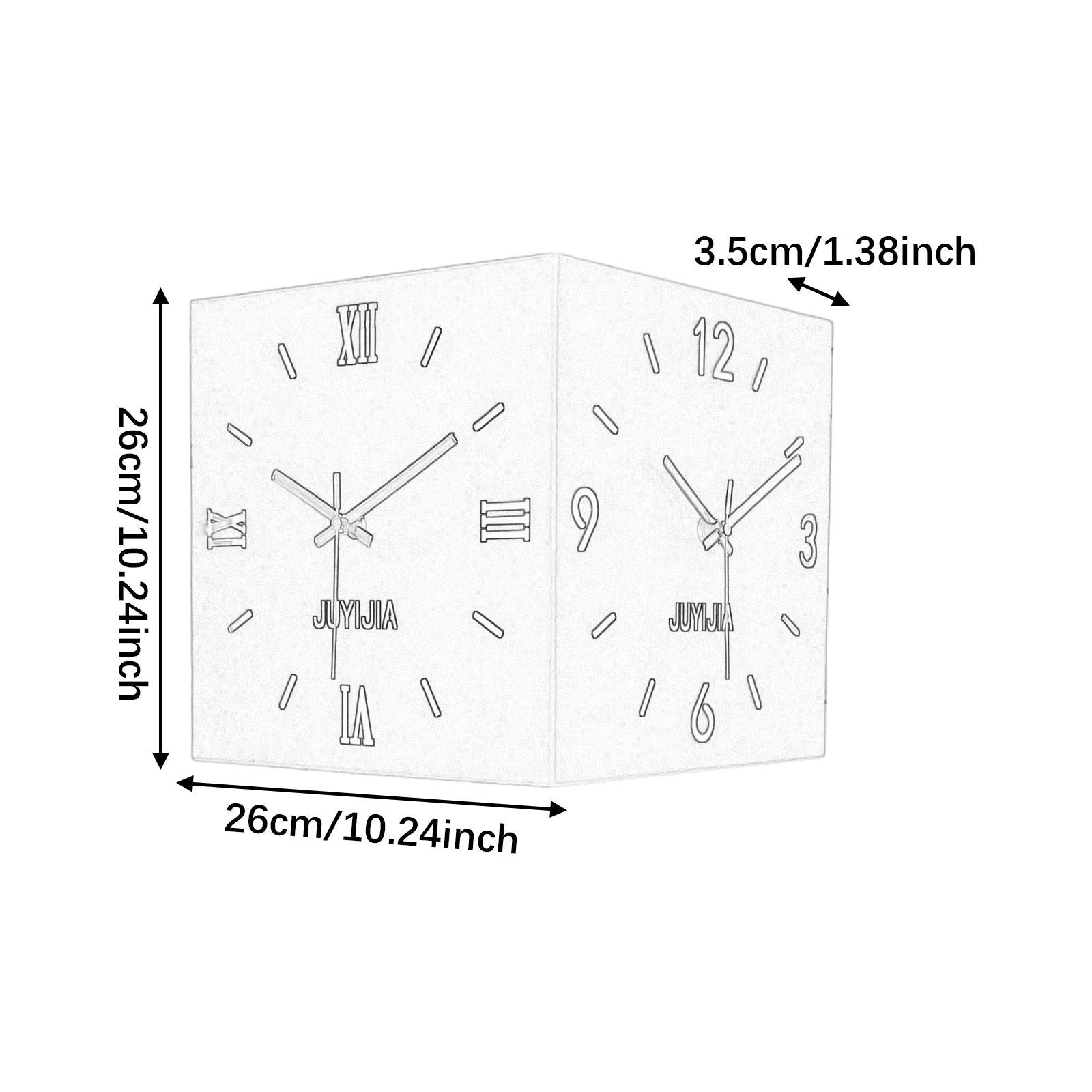 Double Sided Corner Wall Clock with Light for Dining Room Living Room Office Black