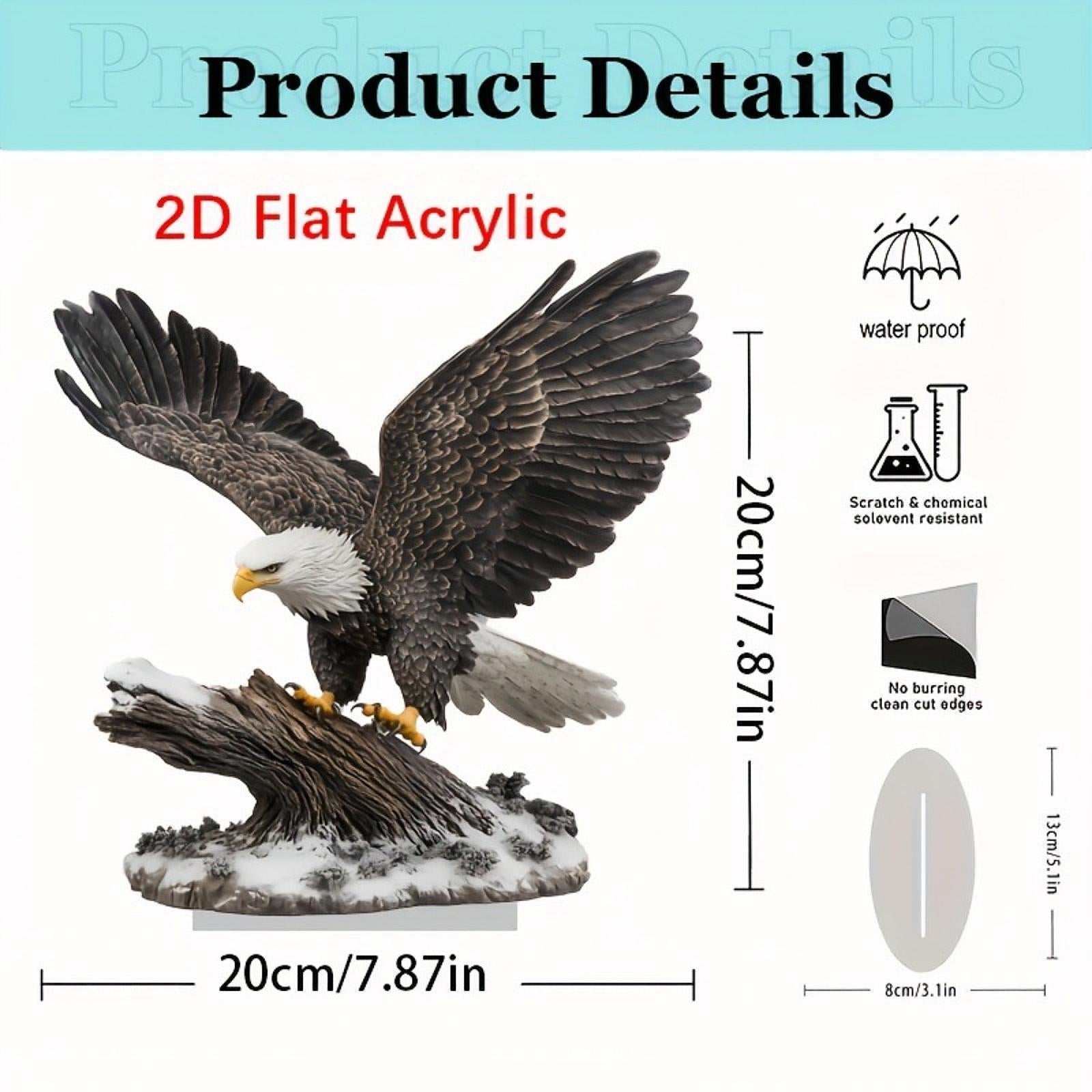 Acrylic Eagle Ornament DIY Unique with Base for Display Shelf Holiday Corner