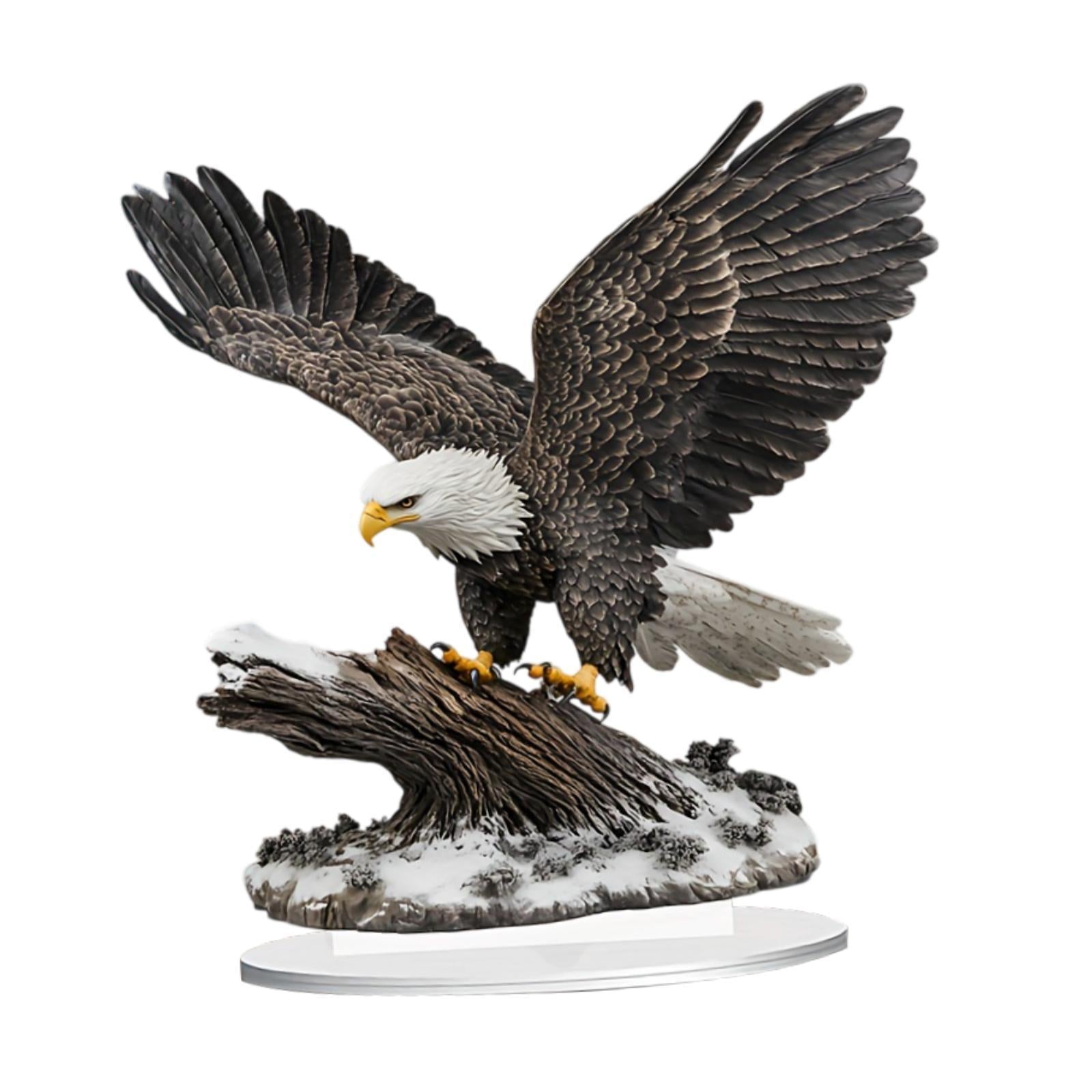 Acrylic Eagle Ornament DIY Unique with Base for Display Shelf Holiday Corner