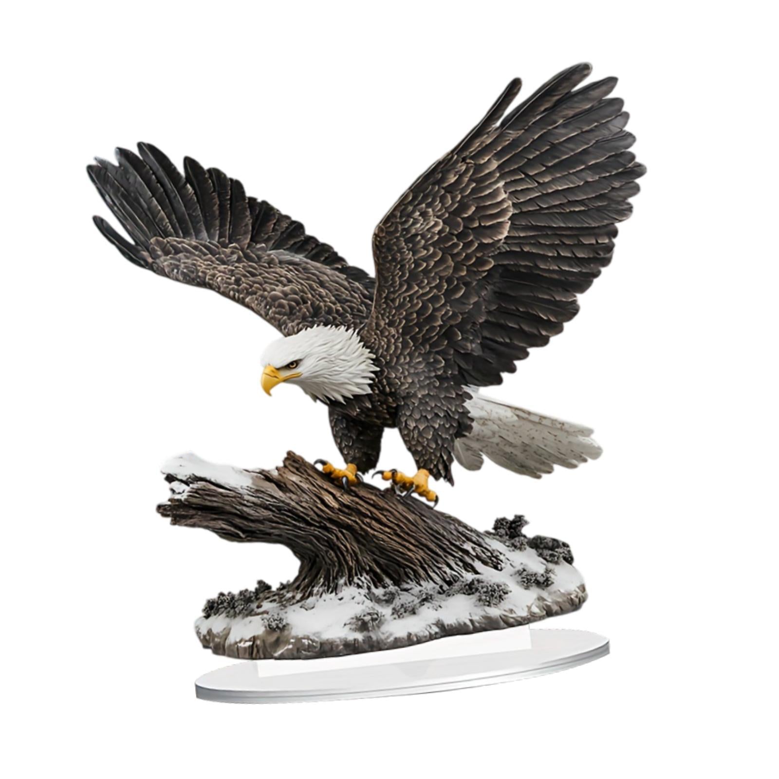 Acrylic Eagle Ornament DIY Unique with Base for Display Shelf Holiday Corner