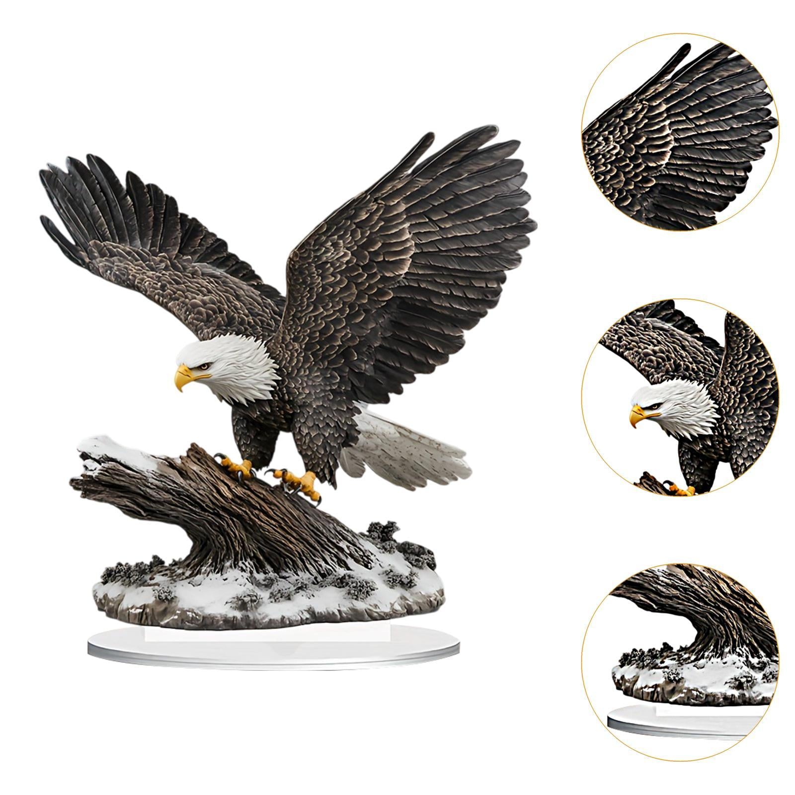 Acrylic Eagle Ornament DIY Unique with Base for Display Shelf Holiday Corner