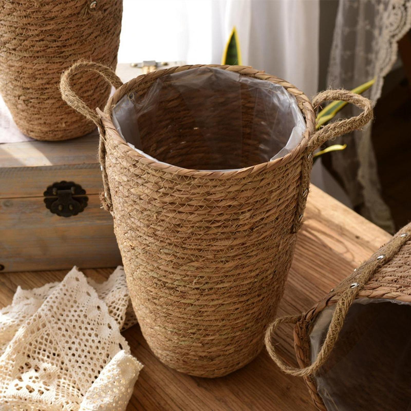 Straw Woven Planter Basket Multifunctional Organizer for Floor Indoor S