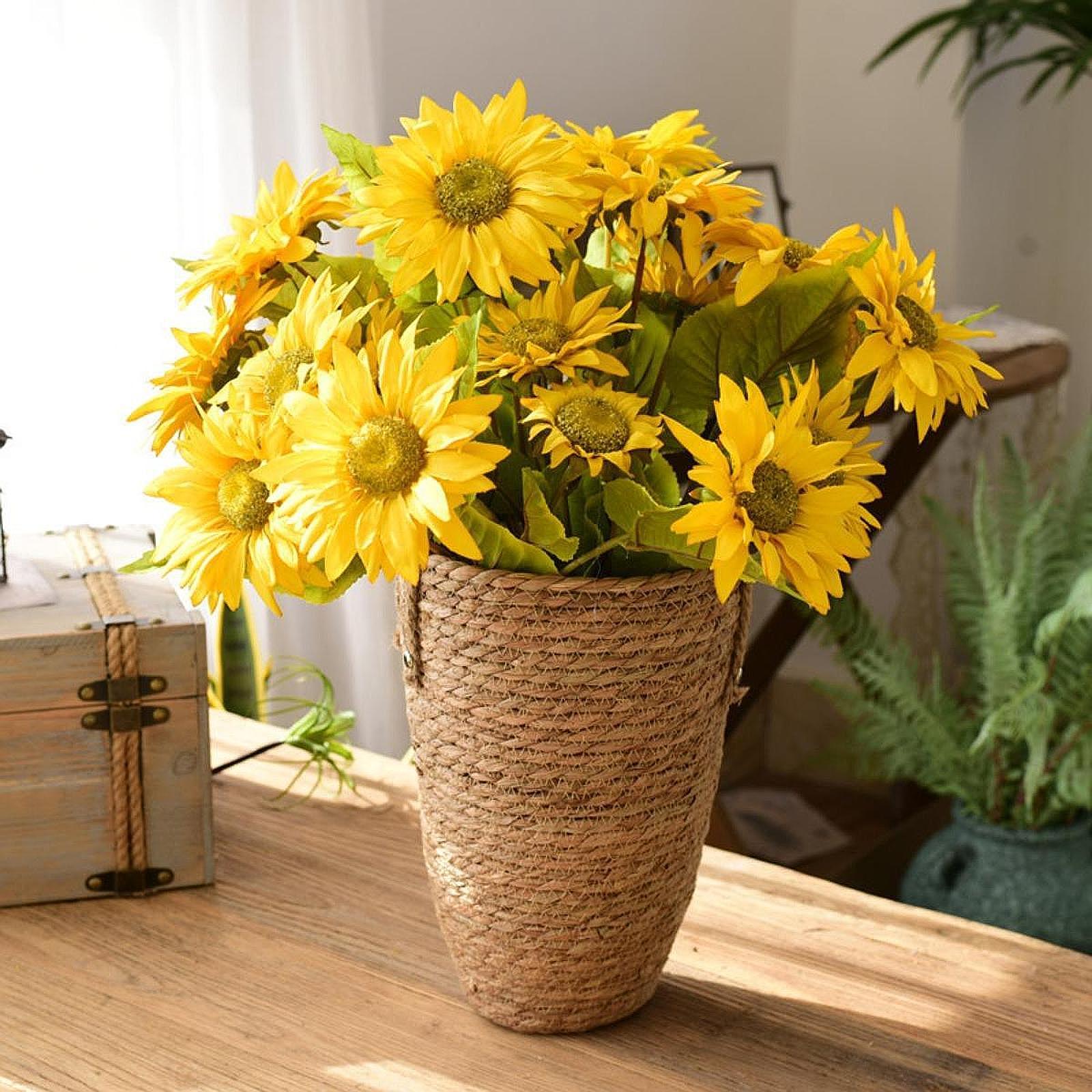 Straw Woven Planter Basket Multifunctional Organizer for Floor Indoor S
