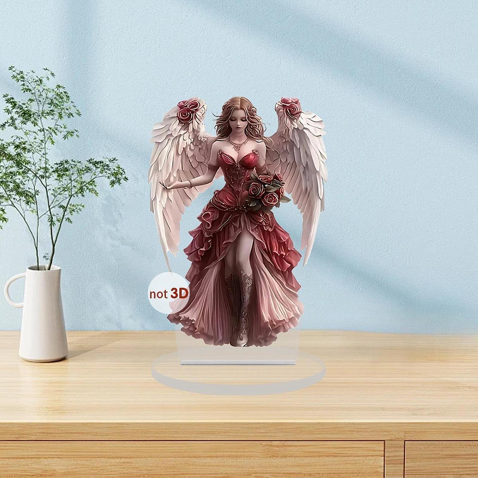 2D Flat Acrylic Table Ornament Decorative Fireplace Gift Bohemian Angel Sign
