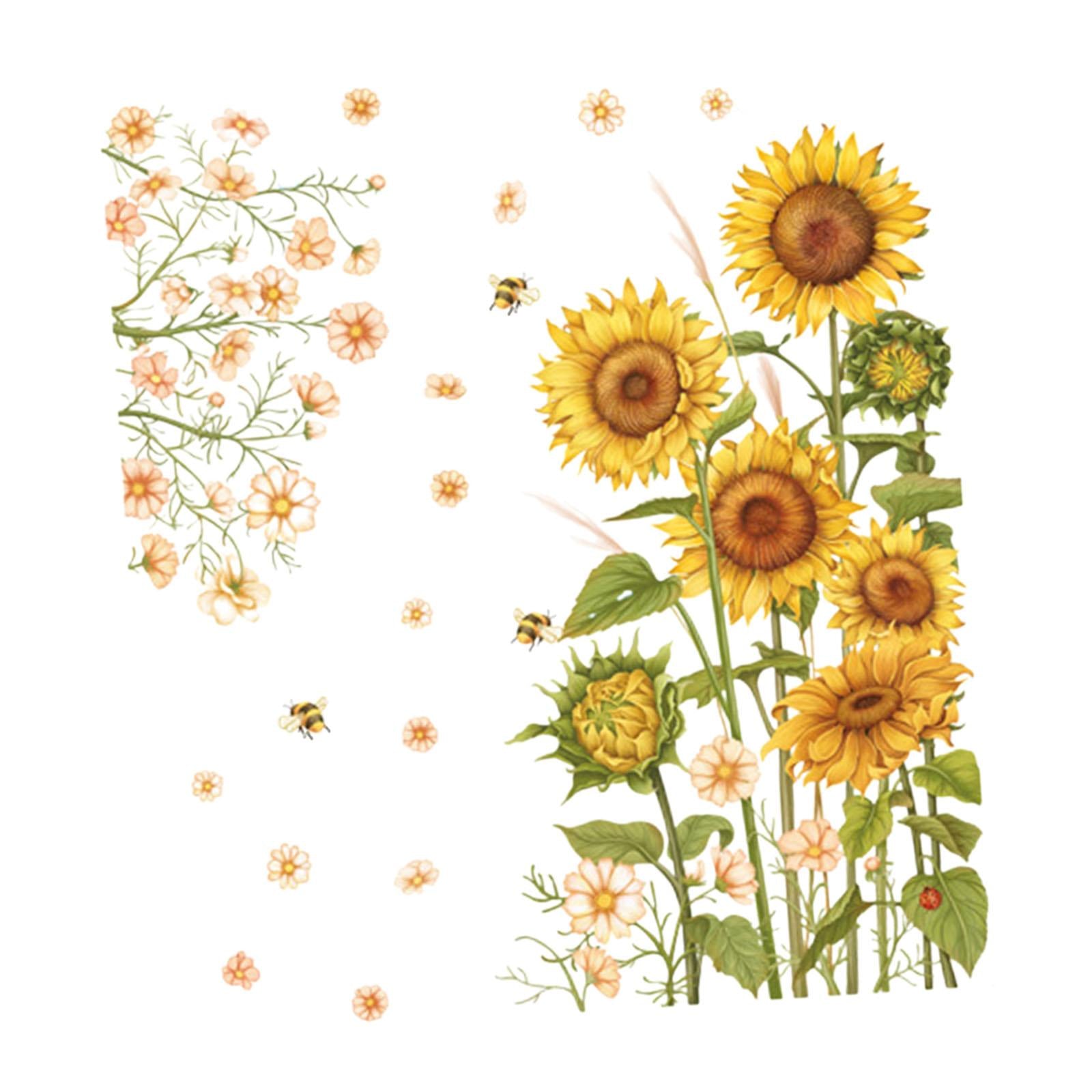 Sunflower Wall Sticker Set PVC Plants Murals for Bedroom Nursery Living Room
