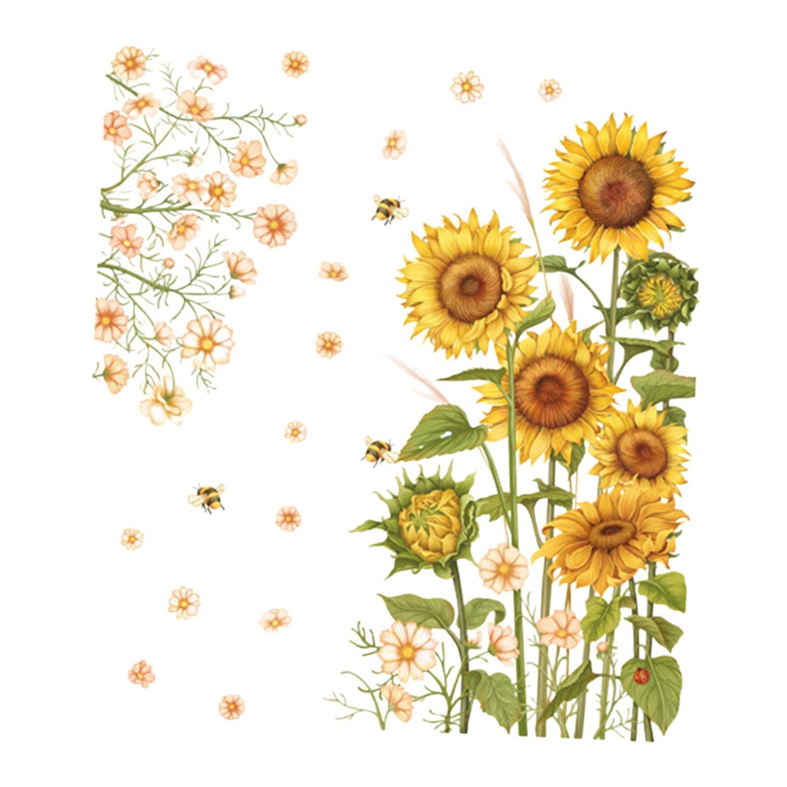 Sunflower Wall Sticker Set PVC Plants Murals for Bedroom Nursery Living Room