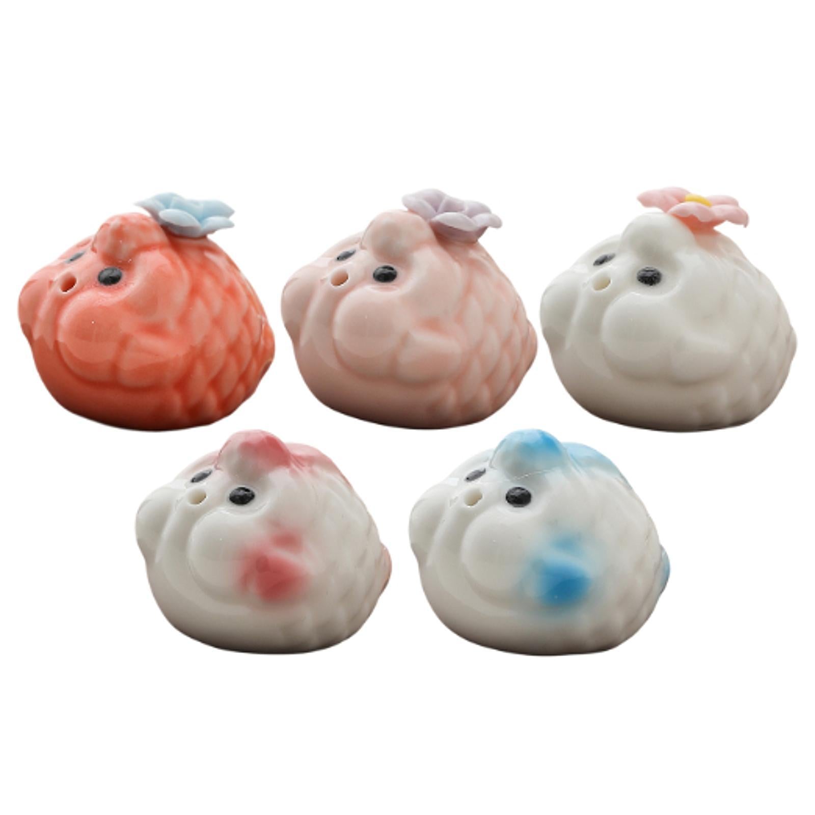 Mini Bubble Fish Statue Modern Ceramic Tea Pet for Table Living Room Tearoom Orange