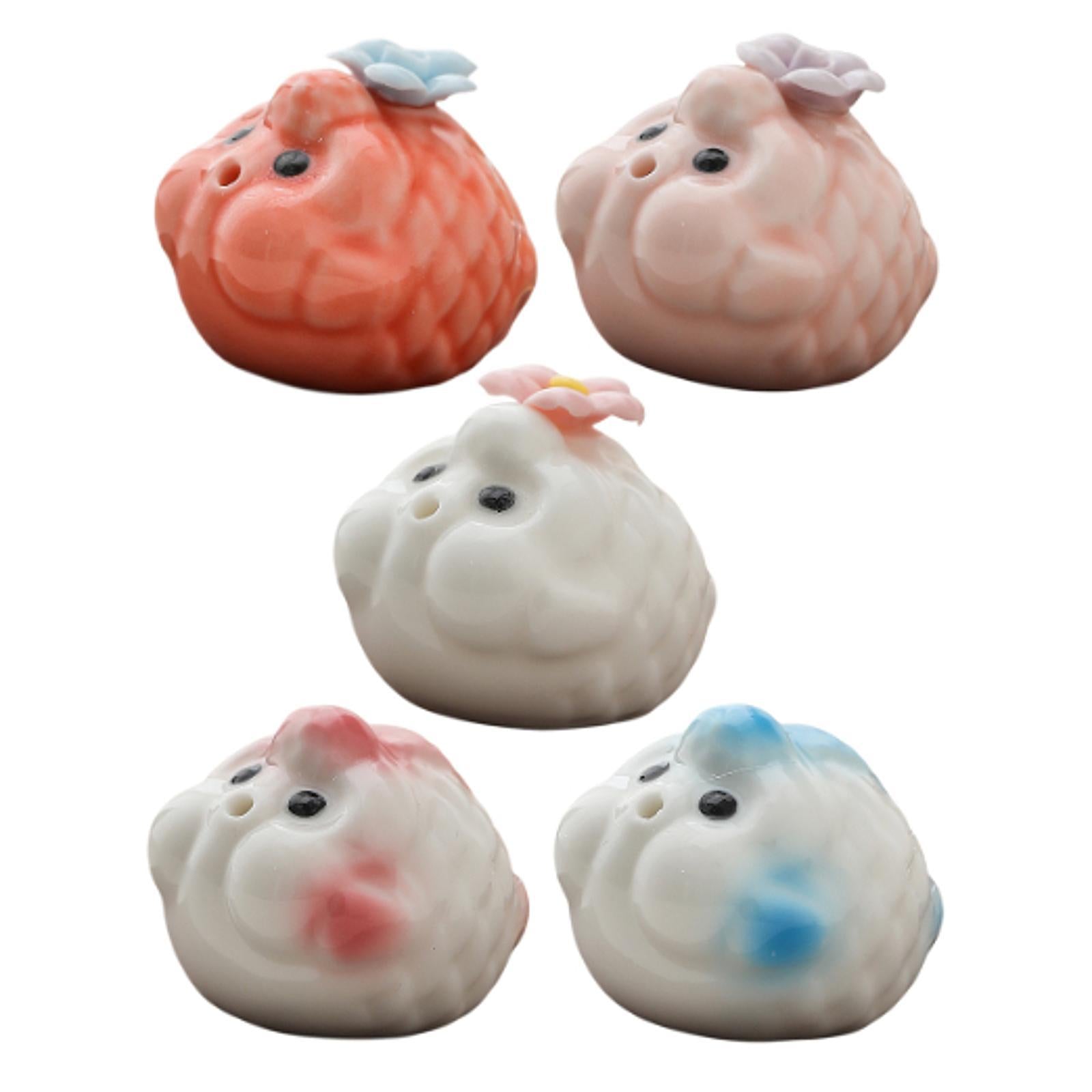 Mini Bubble Fish Statue Modern Ceramic Tea Pet for Table Living Room Tearoom Orange