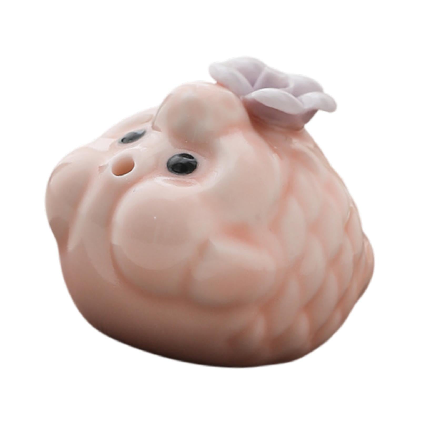 Mini Bubble Fish Statue Modern Ceramic Tea Pet for Table Living Room Tearoom Pink