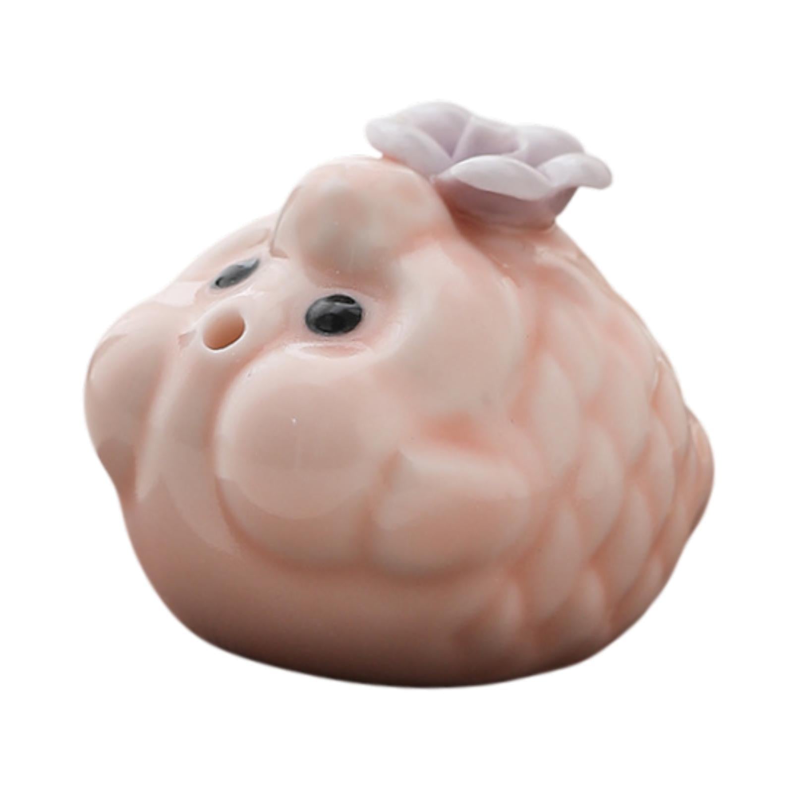 Mini Bubble Fish Statue Modern Ceramic Tea Pet for Table Living Room Tearoom Pink
