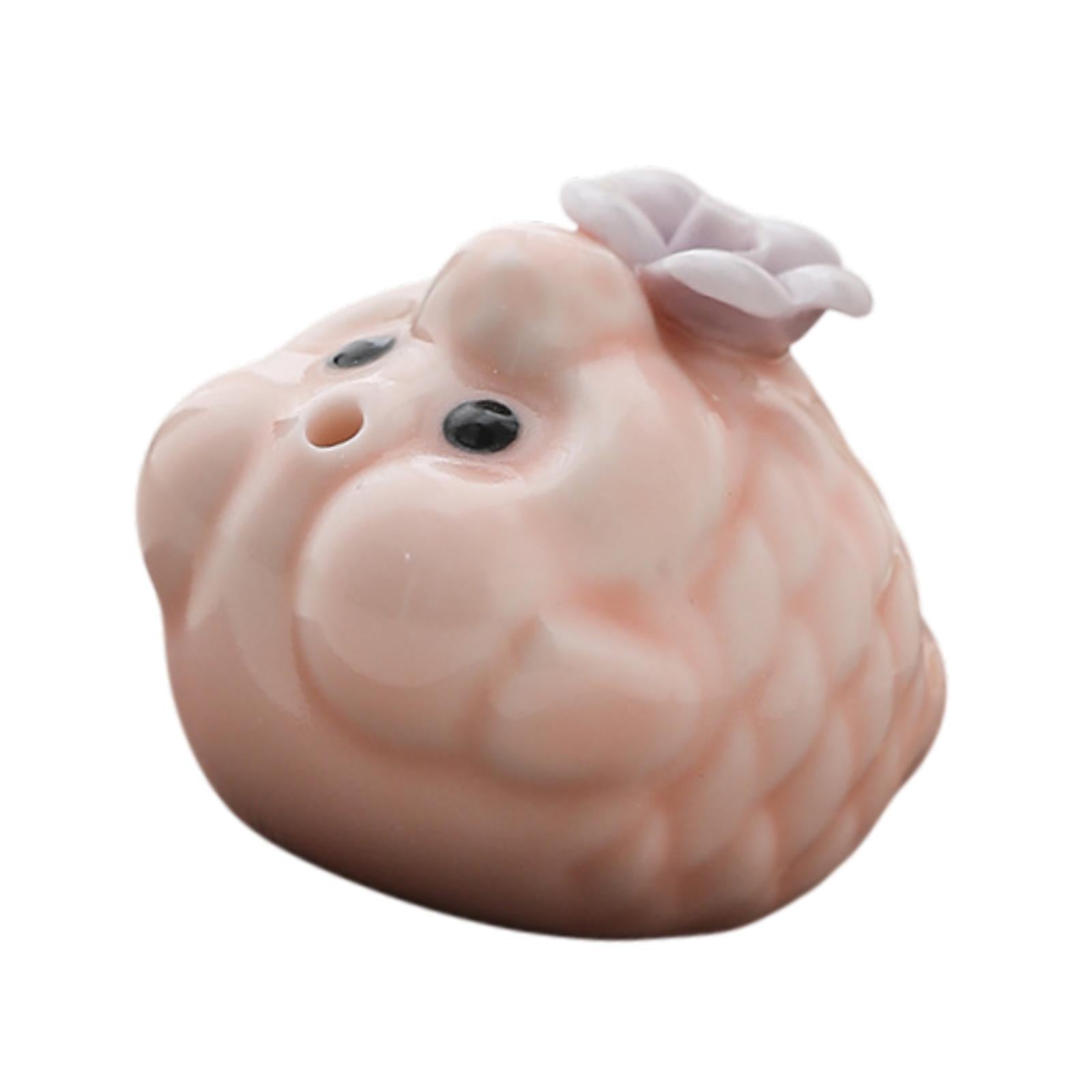 Mini Bubble Fish Statue Modern Ceramic Tea Pet for Table Living Room Tearoom Pink