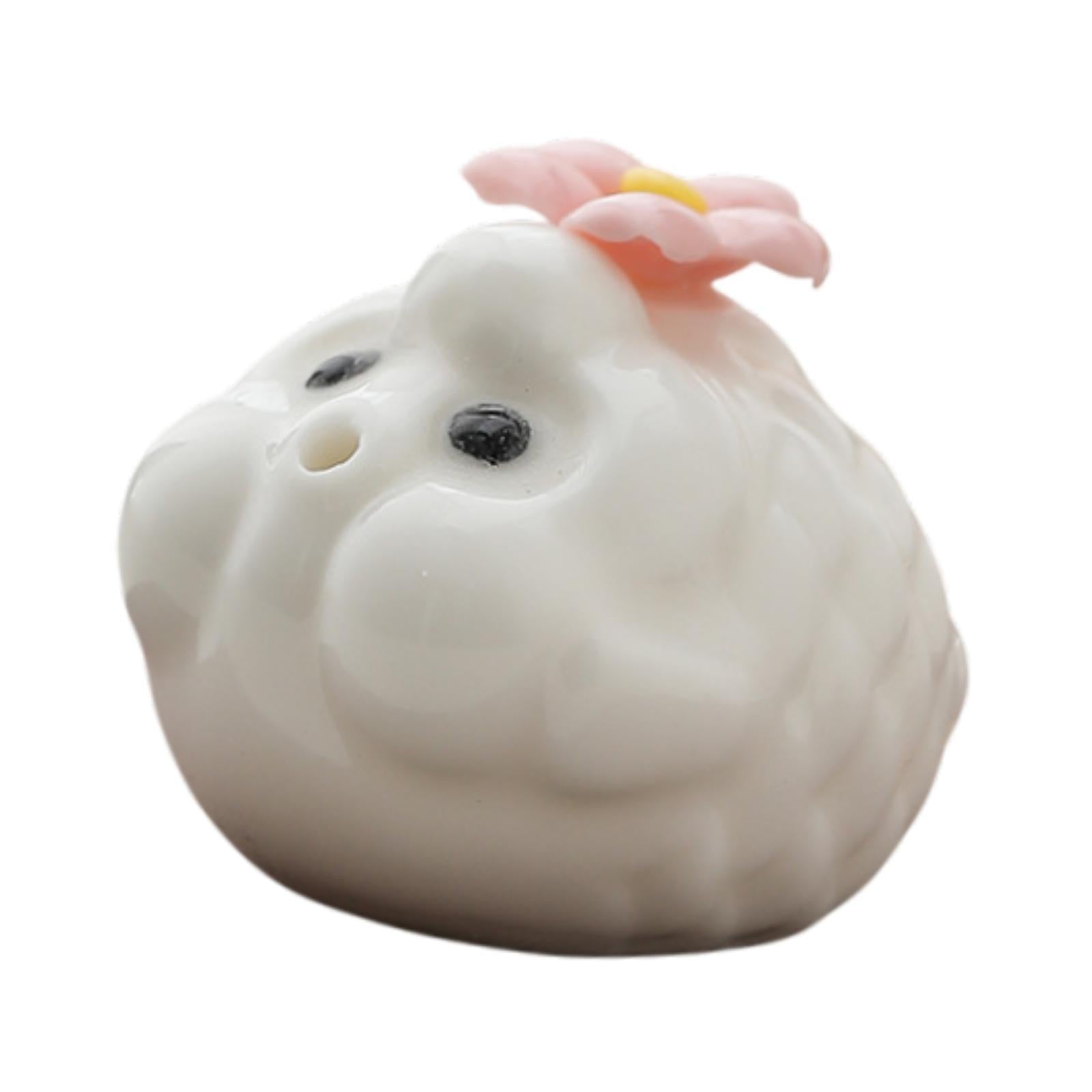 Mini Bubble Fish Statue Modern Ceramic Tea Pet for Table Living Room Tearoom White