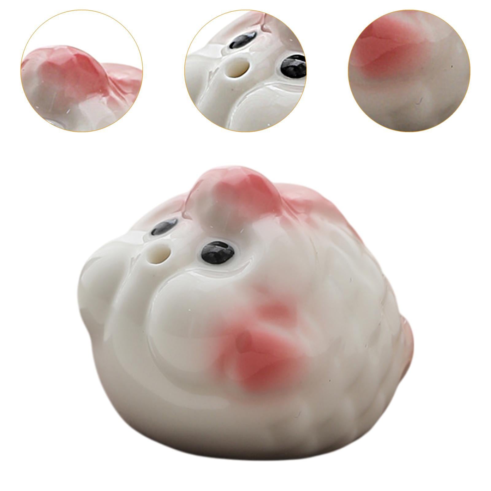 Mini Bubble Fish Statue Modern Ceramic Tea Pet for Table Living Room Tearoom Pink and White