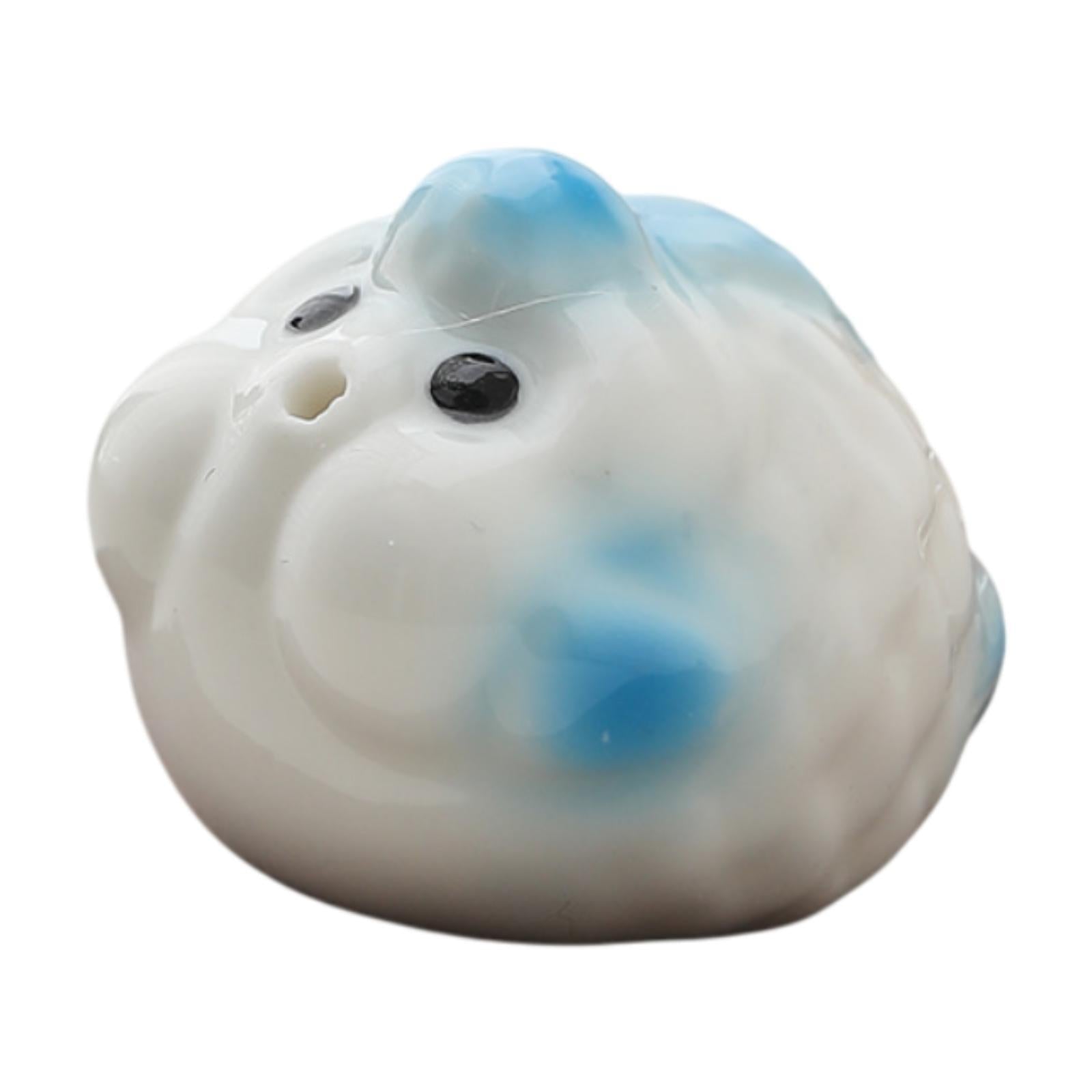 Mini Bubble Fish Statue Modern Ceramic Tea Pet for Table Living Room Tearoom Blue and White