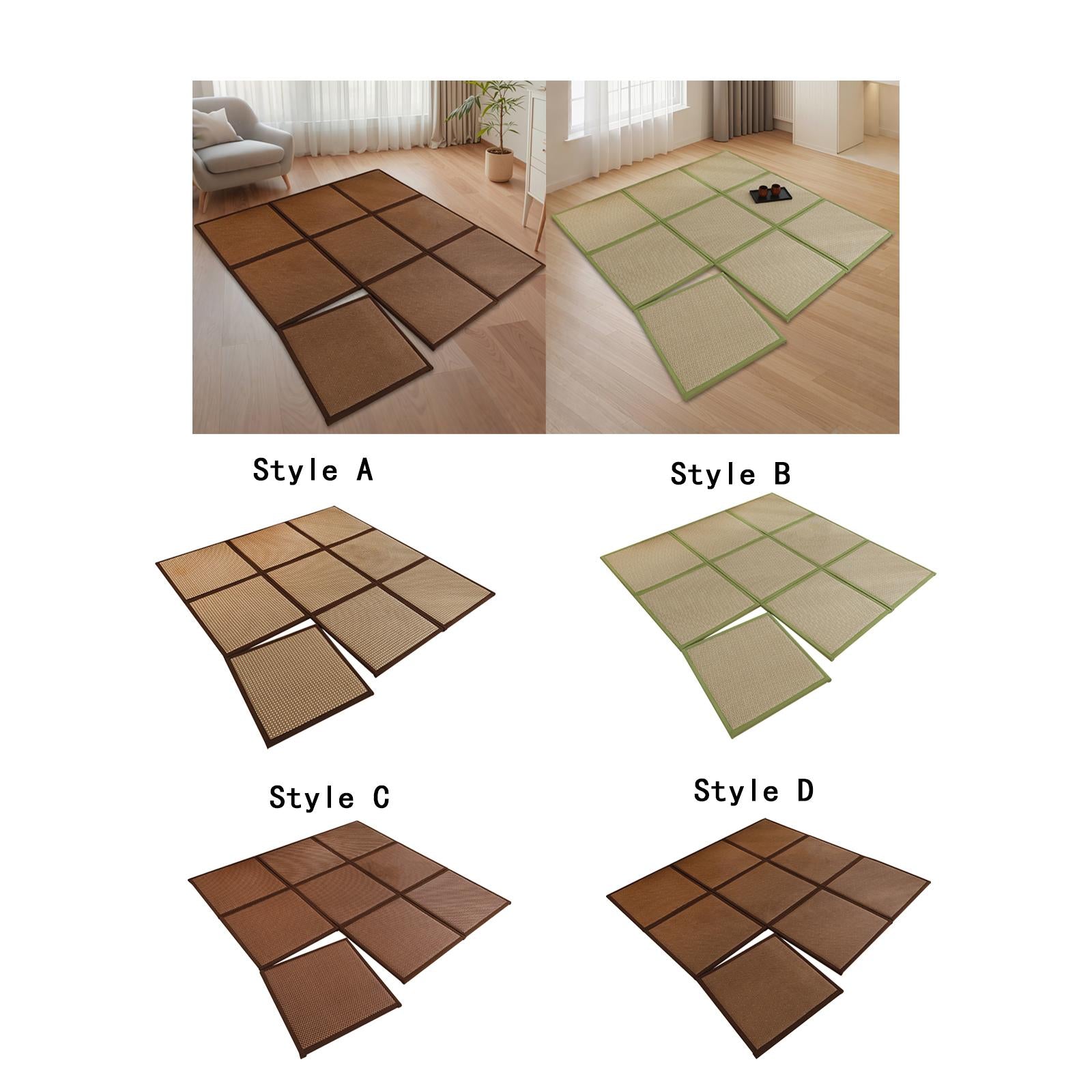 180x180cm Rattan Japanese Tatami Mat Breathable Crawling Playmat for Bedroom Style A
