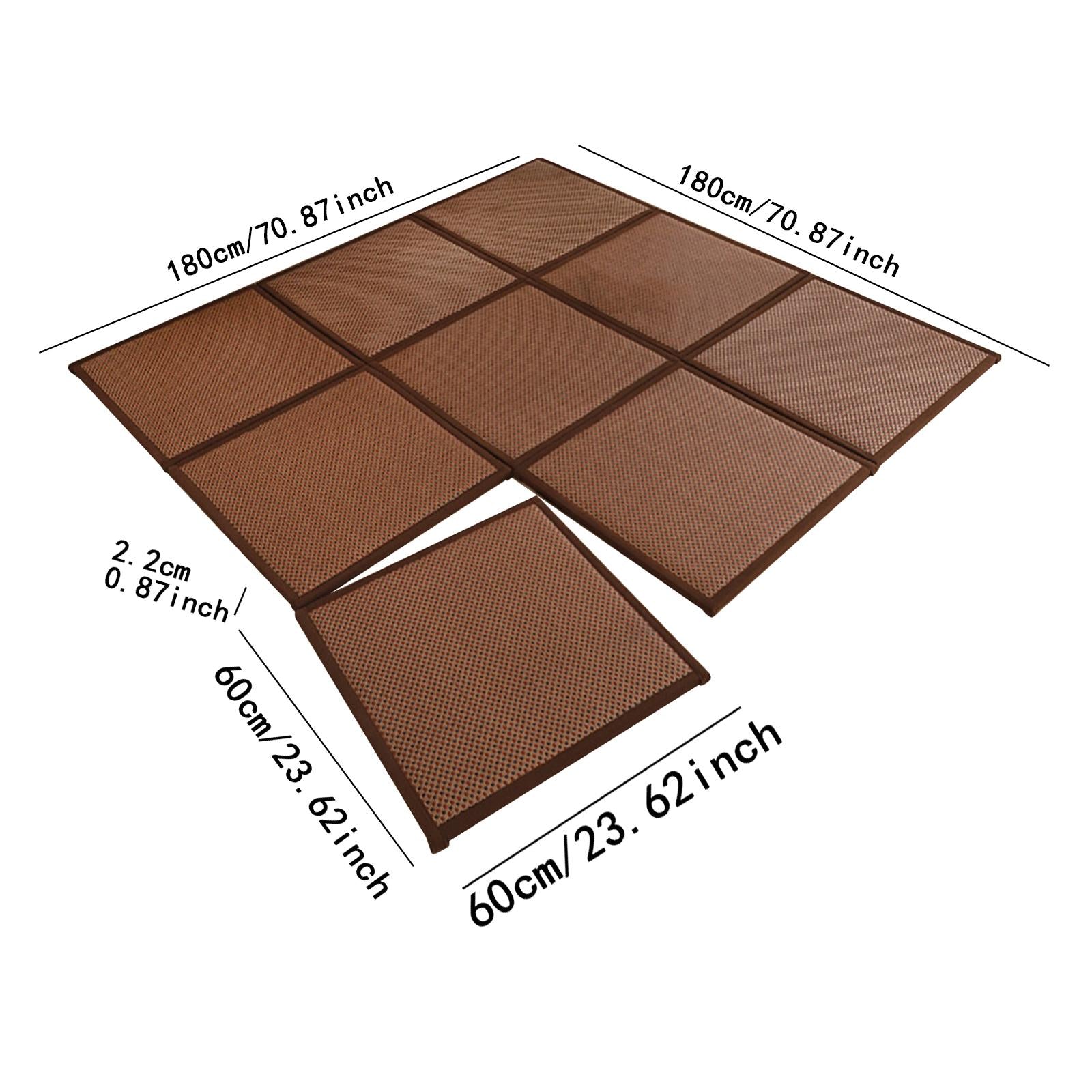 180x180cm Rattan Japanese Tatami Mat Breathable Crawling Playmat for Bedroom Style C