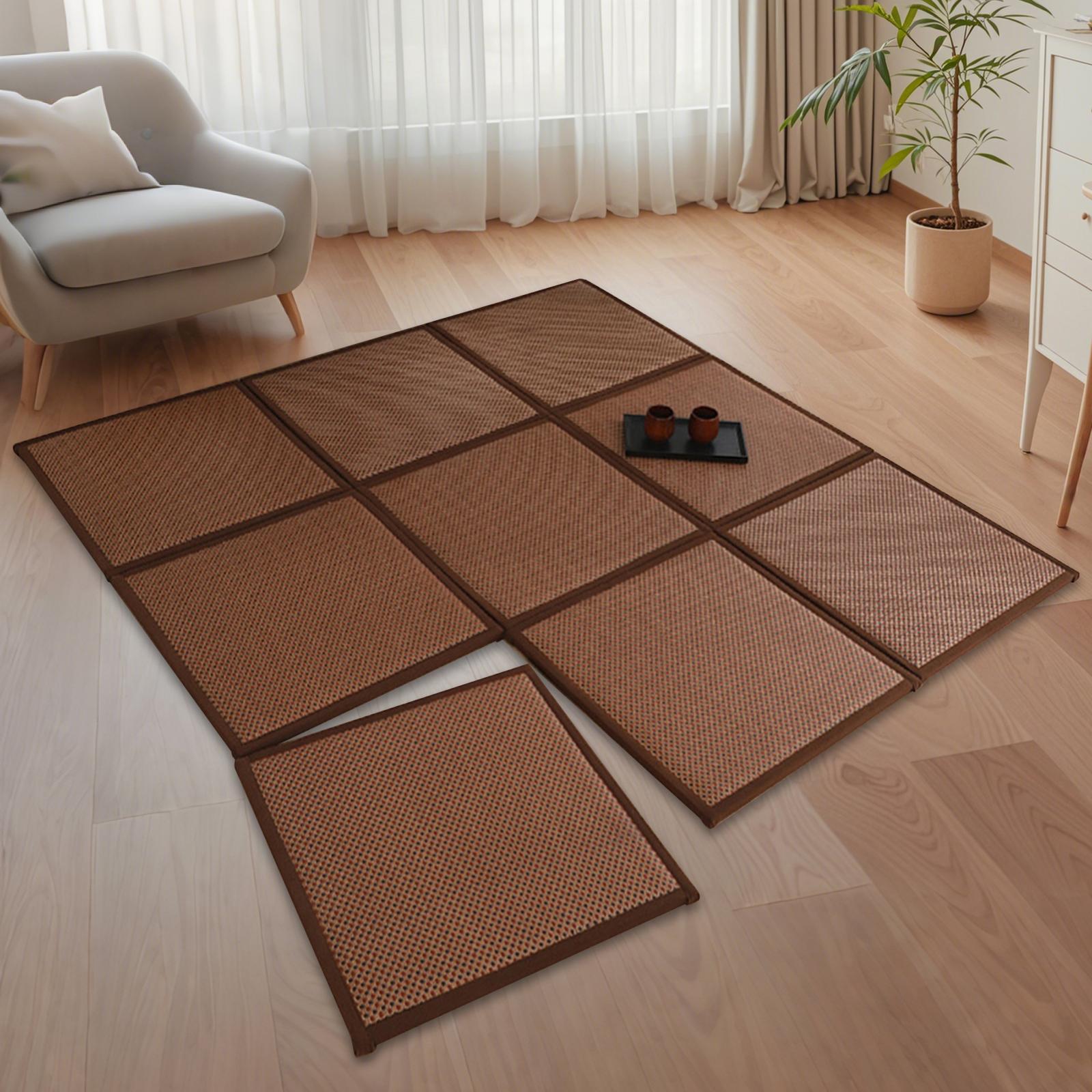 180x180cm Rattan Japanese Tatami Mat Breathable Crawling Playmat for Bedroom Style C