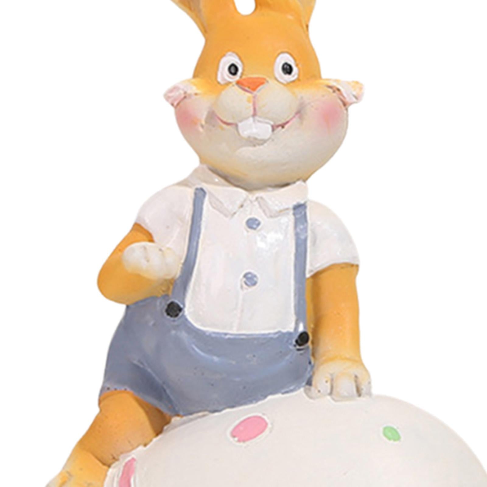 Rabbit Statue Resin Figurines Easter Bunny Figurine for Entrance Desk Office white egg