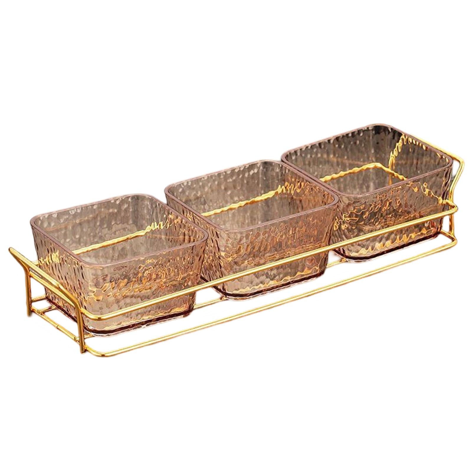Divided Serving Platter Sweets Table Centerpiece Serving Tray Appetizer Tray with 3 Bowls