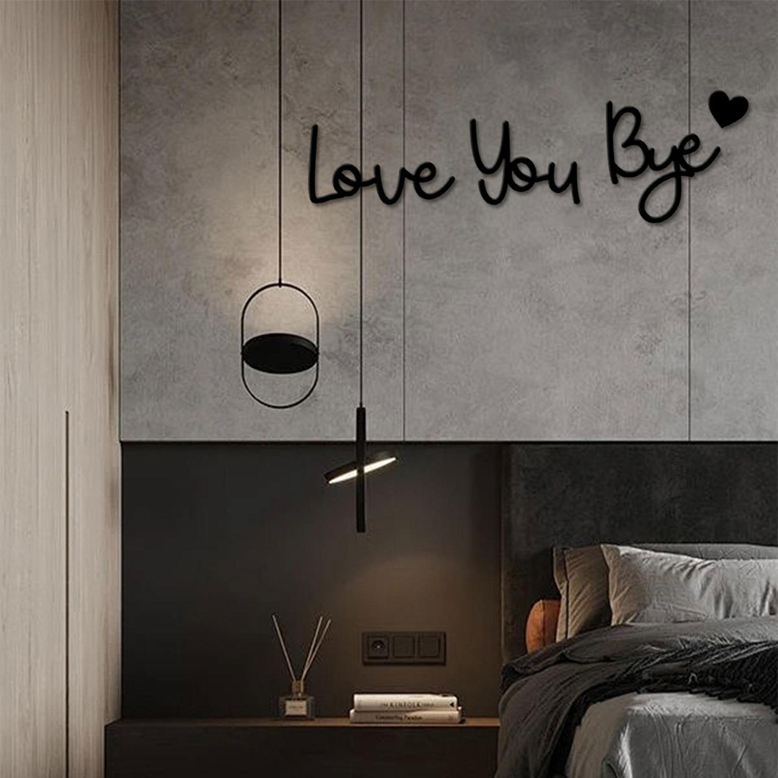 Love You Bye Wall Sign Decor Artwork Gift Wooden for Entryway Bedroom Office