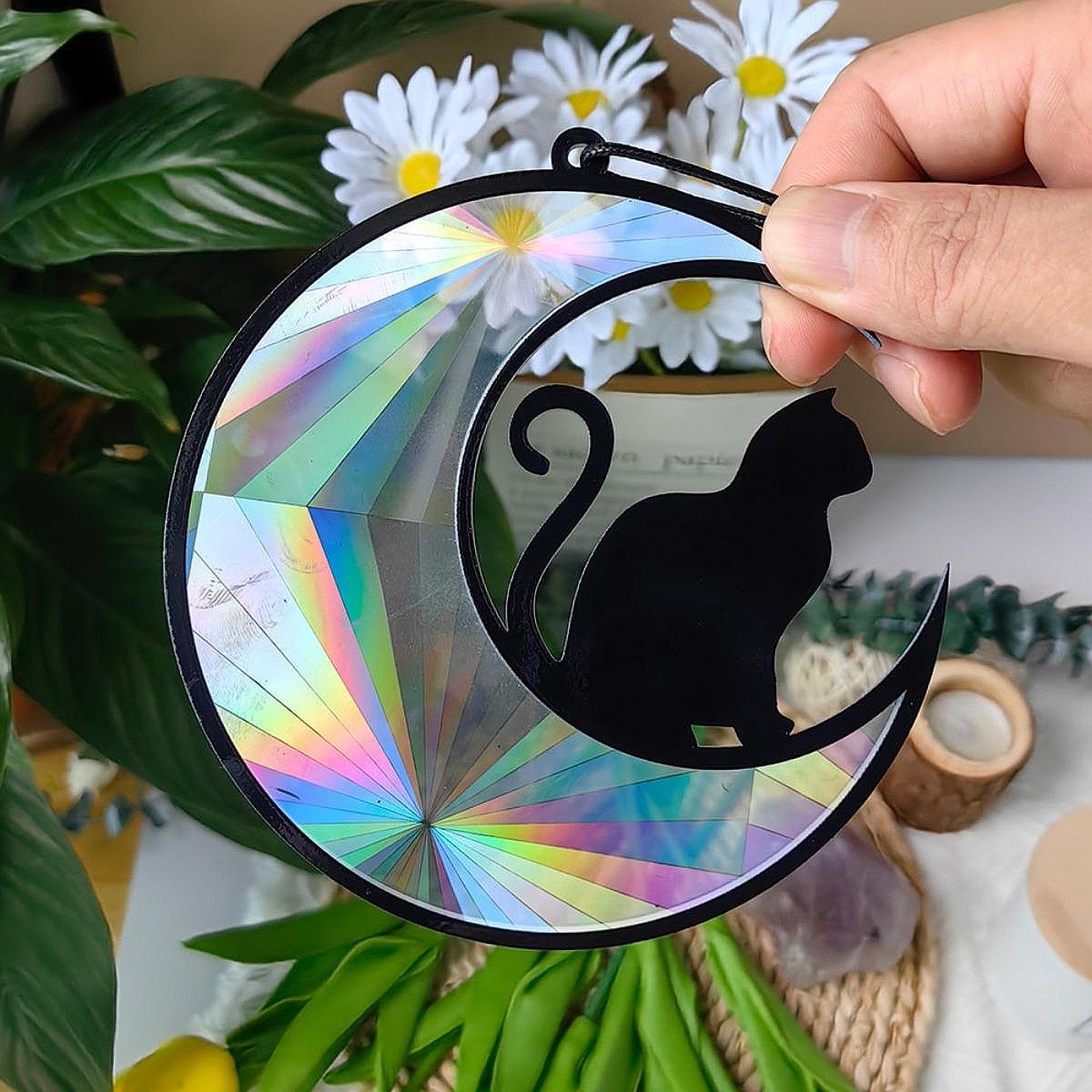 Acrylic Hanging Decoration Window Indoor Garden Easy to Hang Multifunctional Tail Curved Cat