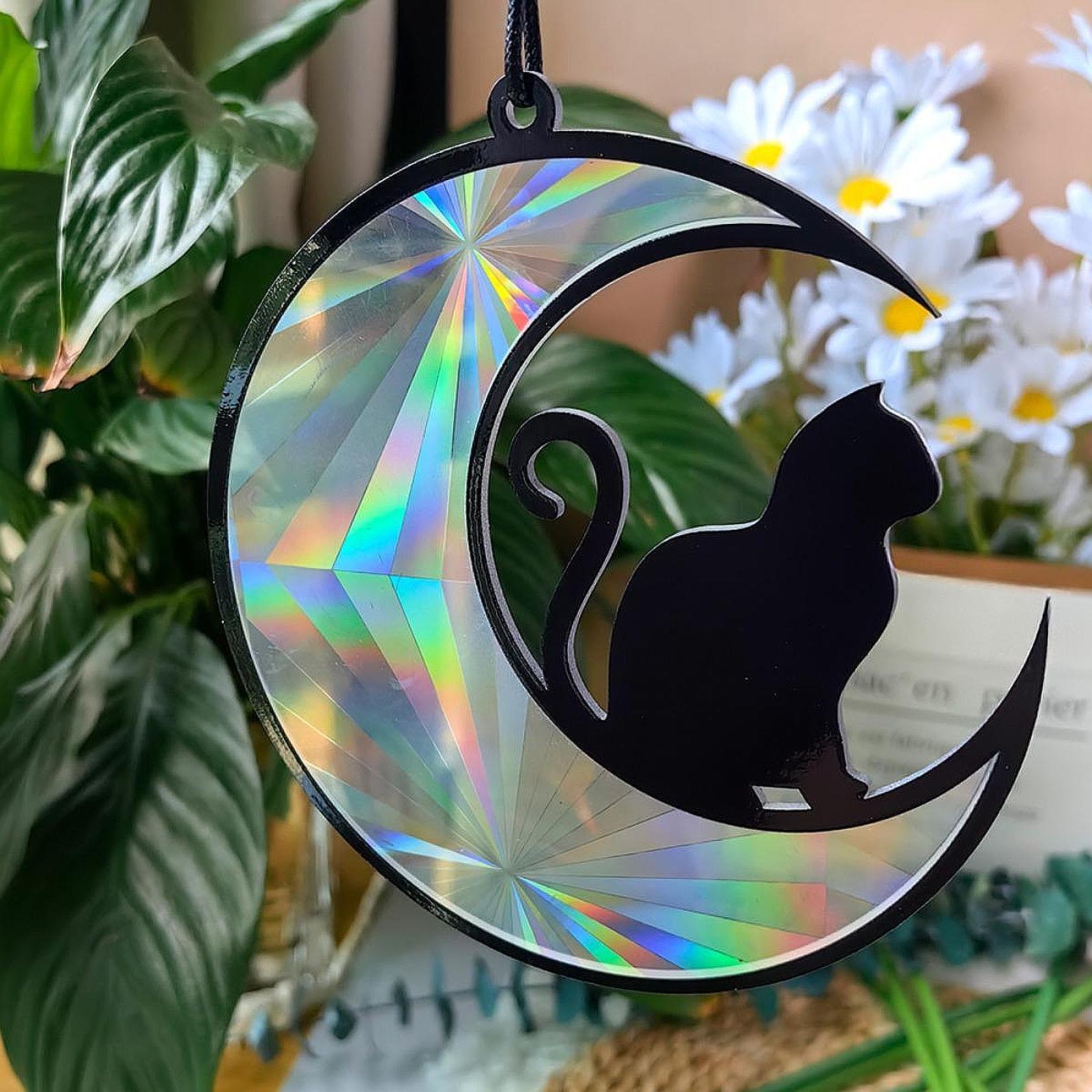 Acrylic Hanging Decoration Window Indoor Garden Easy to Hang Multifunctional Tail Curved Cat