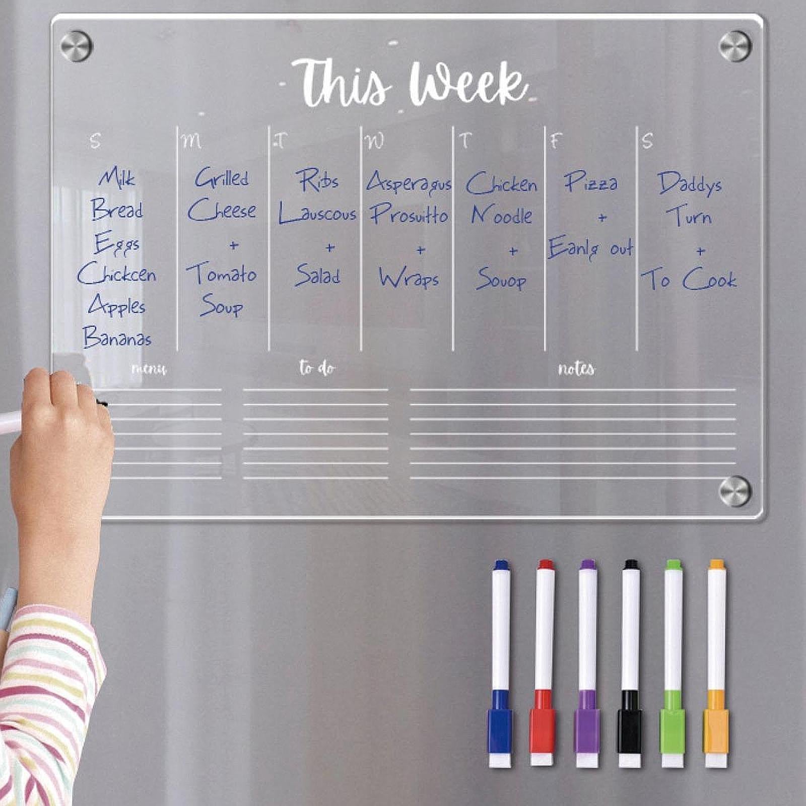 Acrylic Fridge Note Board Portable Transparent Message Board Weekly Planning