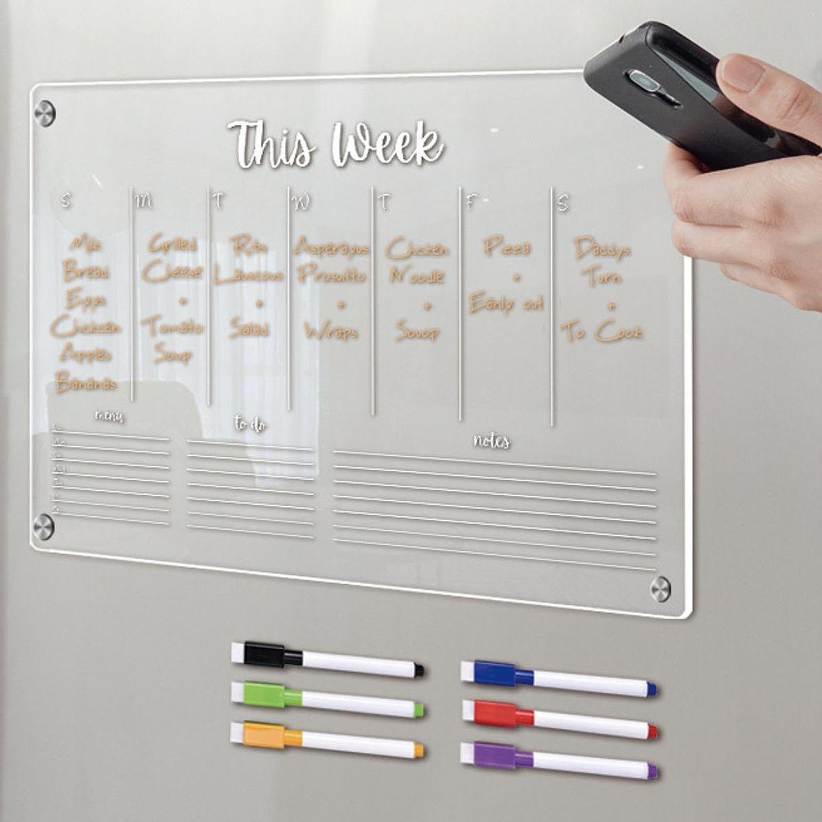 Acrylic Fridge Note Board Portable Transparent Message Board Weekly Planning