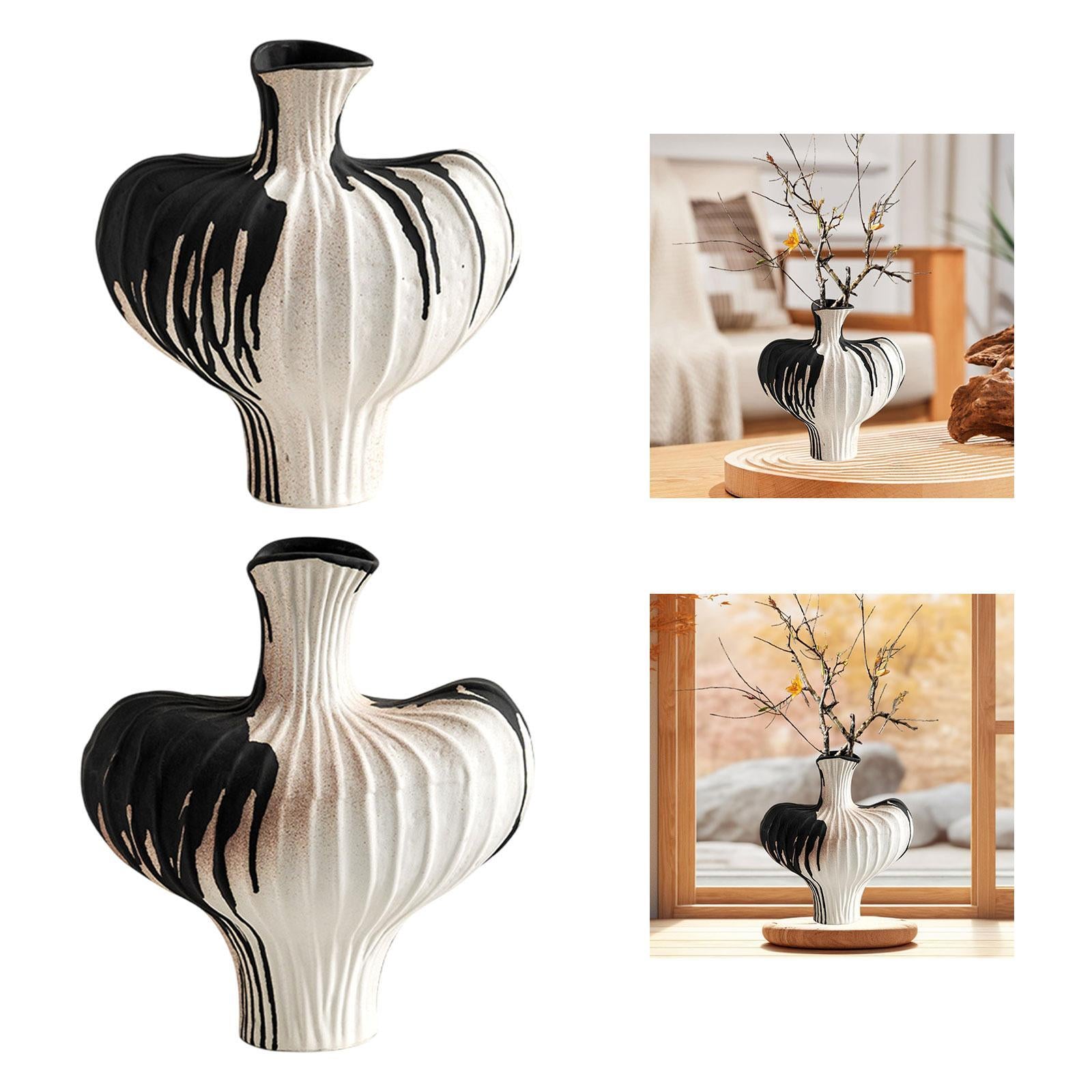 Wabi Sabi Flower Vase Farmhouse Decorative Vase Entryway Rustic Ceramic Vase 24.5cmx16cmx25cm