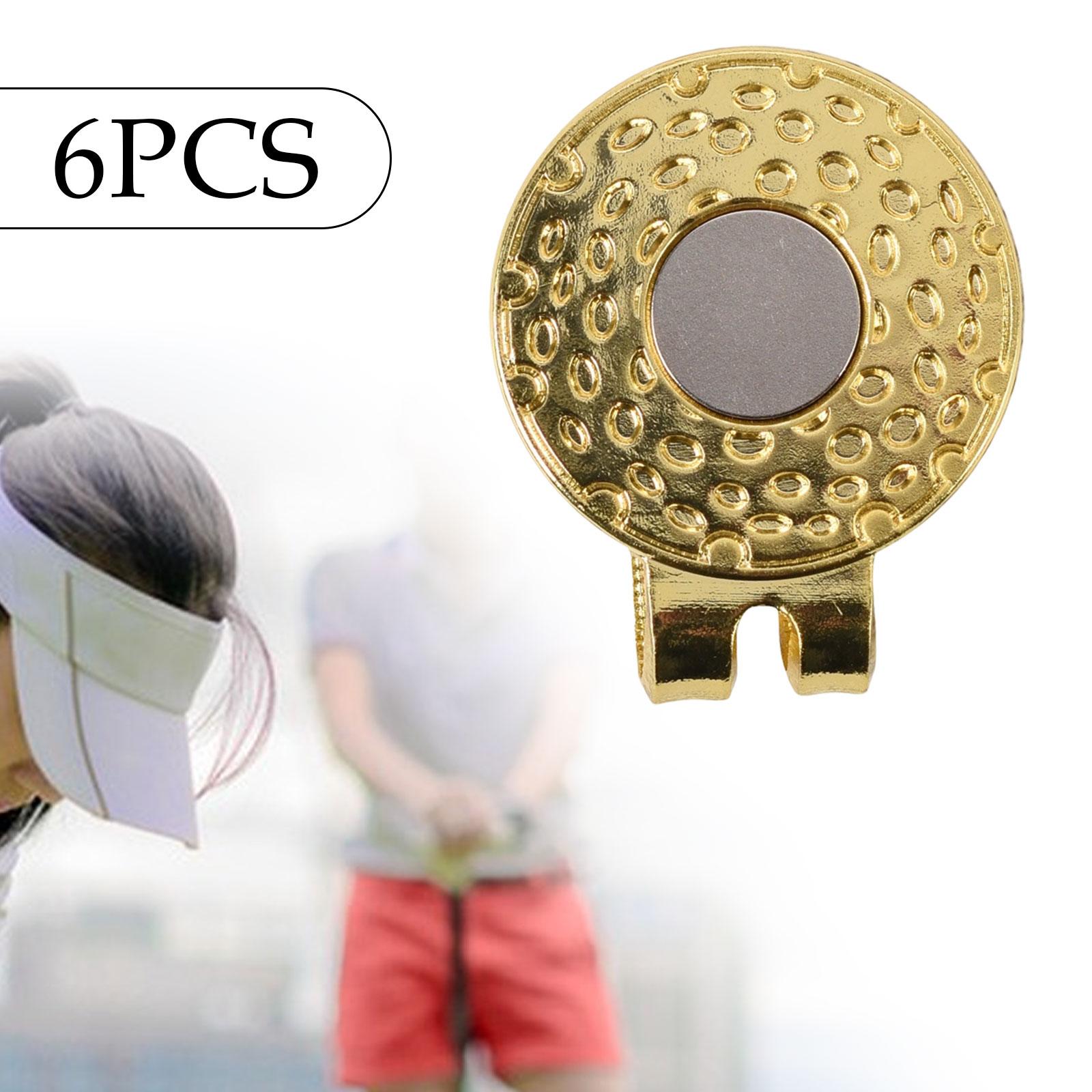 6 Pieces Magnetic Golf Hat Clips Golf Ball Marker Cap Holders for Belts Bags Gold