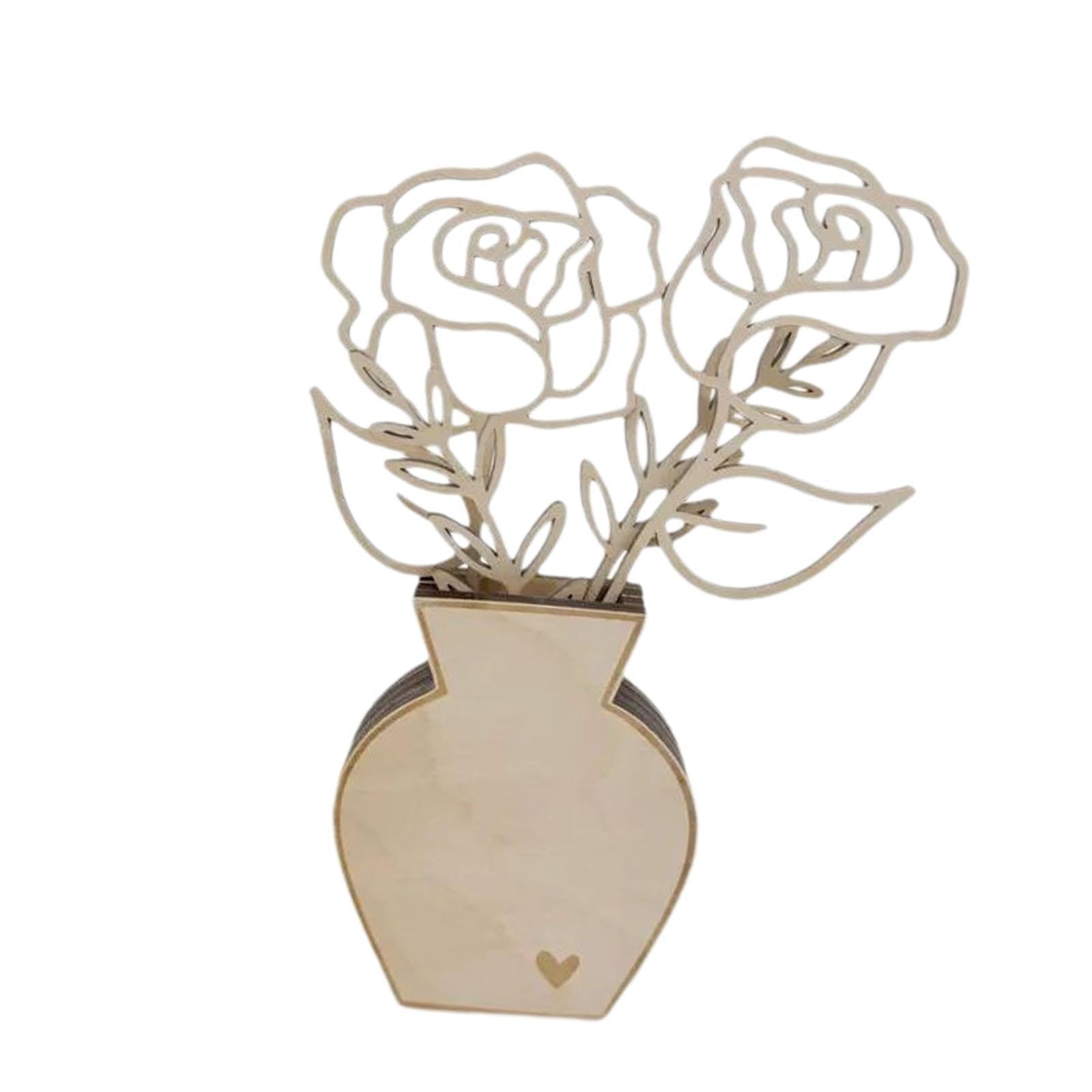 Flower Wooden Desktop Ornament Table Decor for Birthday Wedding Housewarming