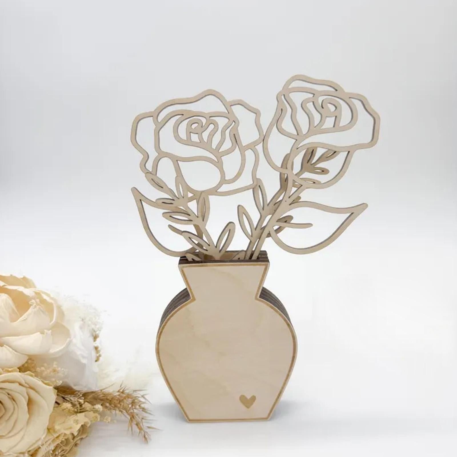 Flower Wooden Desktop Ornament Table Decor for Birthday Wedding Housewarming