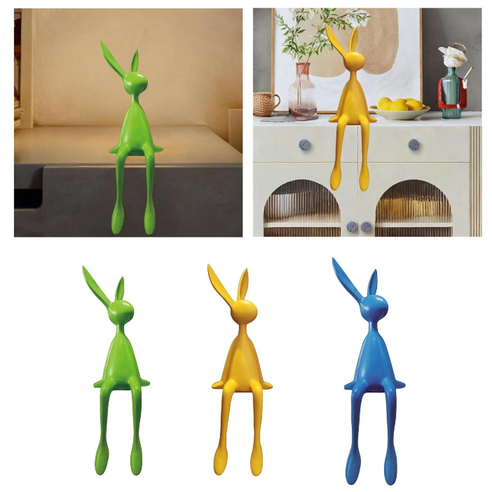 Rabbit Statues Easter Bedroom Dining Table Cabinet Bookshelf Desk Home Decor Green