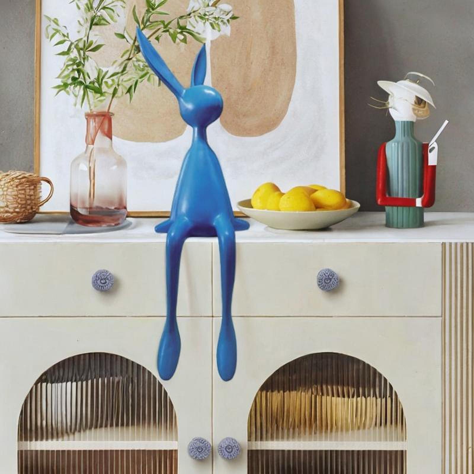 Rabbit Statues Easter Bedroom Dining Table Cabinet Bookshelf Desk Home Decor Blue