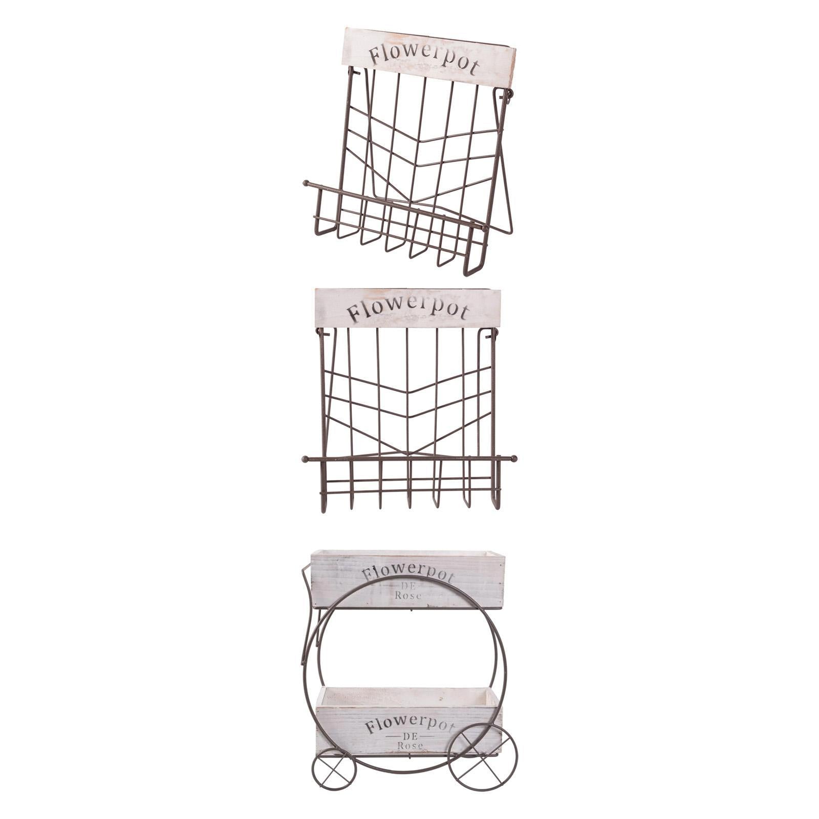 Metal Hanging Wire Basket Iron Wall Mounted Organizer for Garden Office Home 24.5cmx16cmx27cm