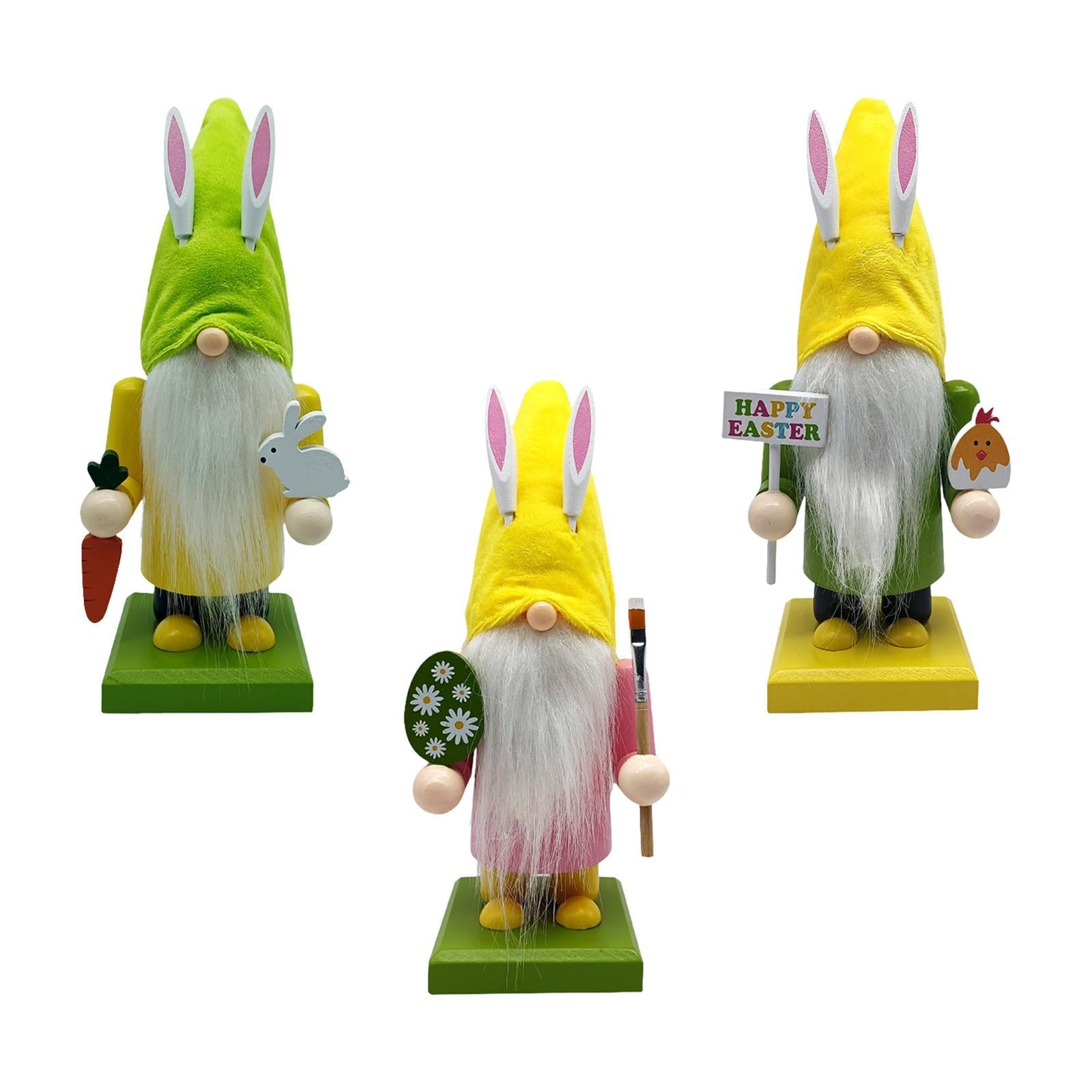 Easter Bunny Gnome Figurine Desktop Ornament for Bedroom Living Room Holiday Yellow