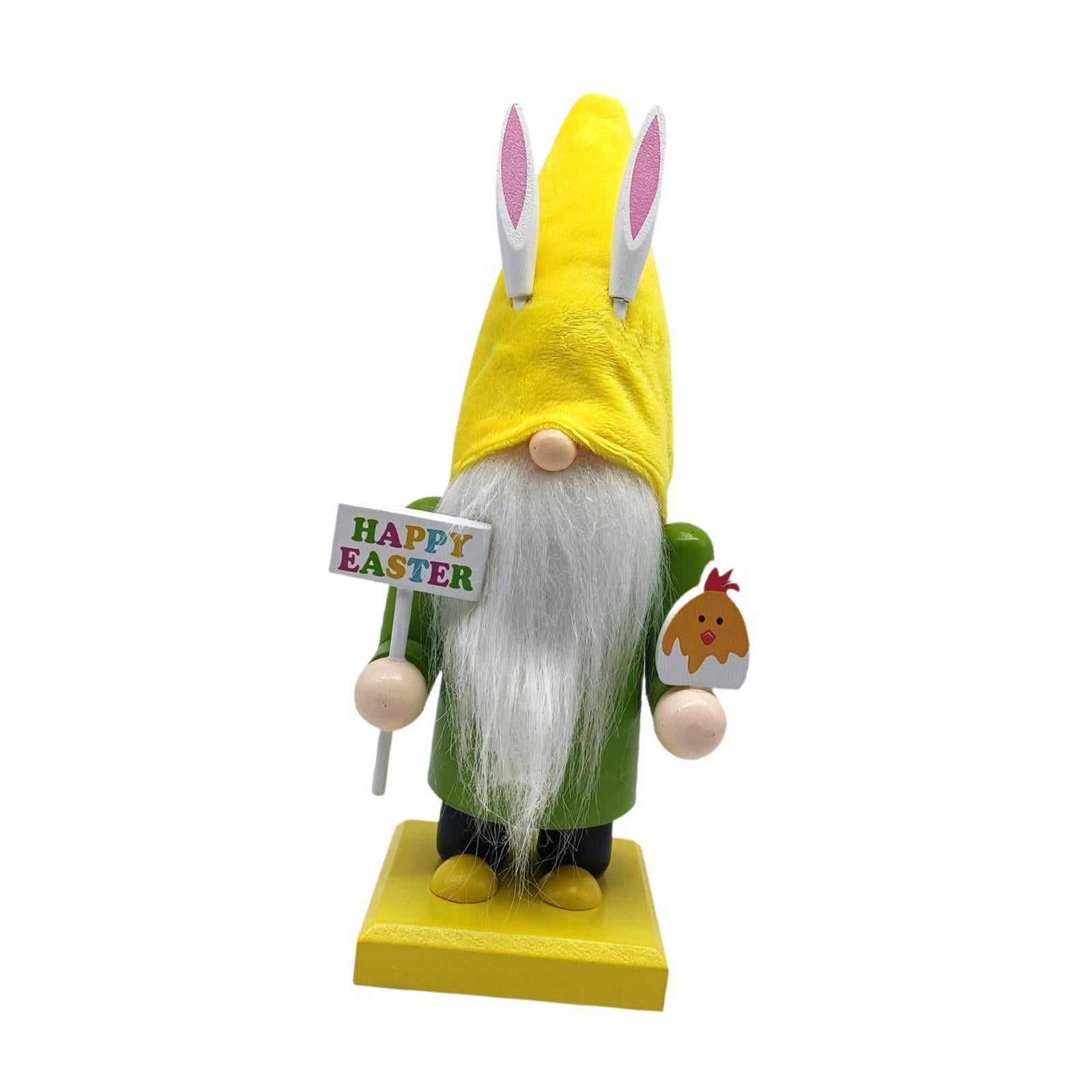 Easter Bunny Gnome Figurine Desktop Ornament for Bedroom Living Room Holiday Green